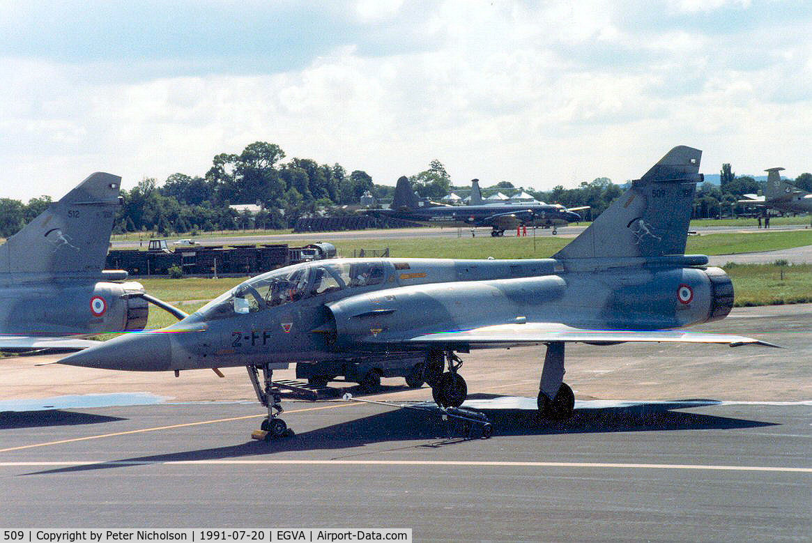 509, Dassault Mirage 2000B C/N 62, Mirage 2000B, callsign French Air Force 2000, of EC 2/2 on the flight-line at the 1991 International Air Tattoo at RAF Fairford