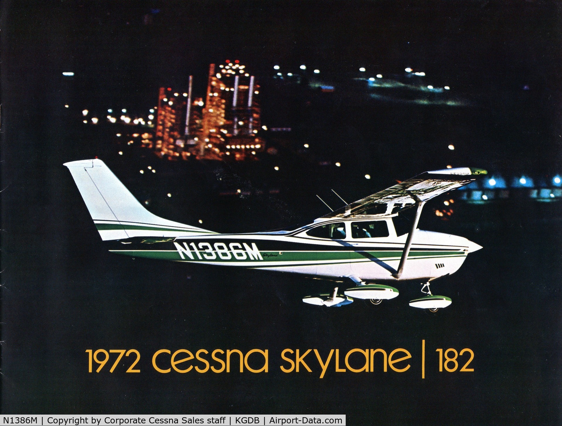 N1386M, 1971 Cessna 182P Skylane C/N 18260826, Sales Brochure 1972 182P Serial number 1