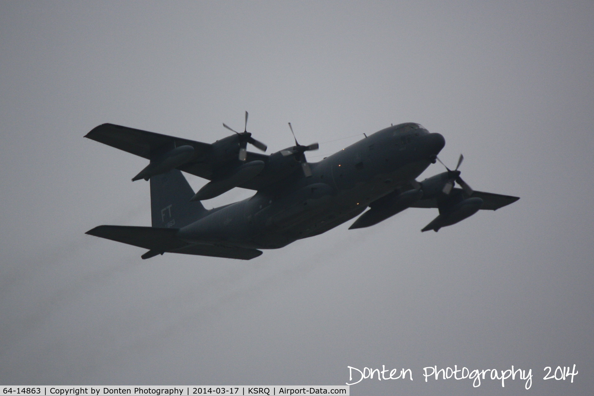 64-14863, 1964 Lockheed HC-130P Hercules C/N 382-4094, USAF C-130 (64-14863) from Pope Air Force Base perfoms a touch and go at Sarasota-Bradenton International Airport