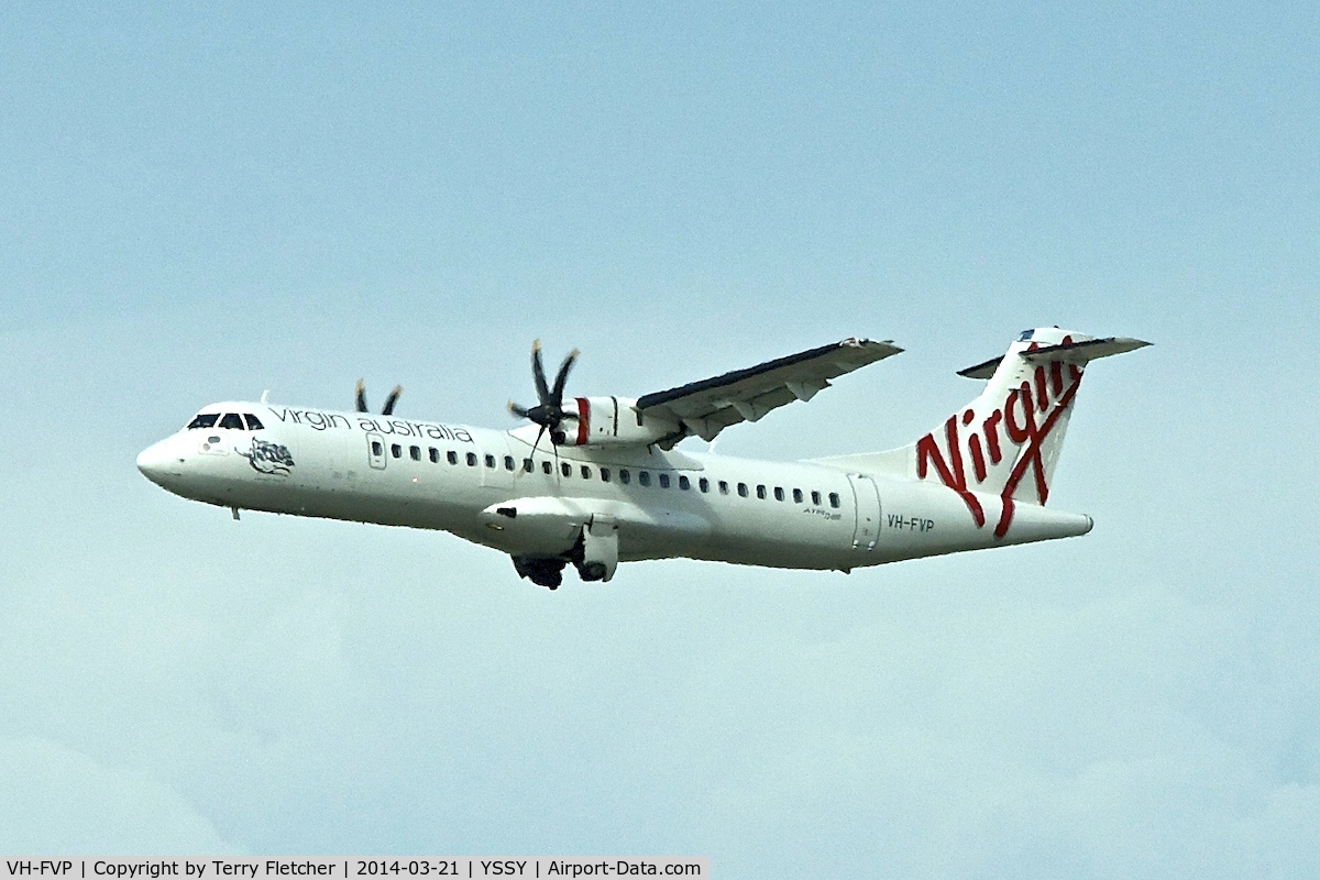 VH-FVP, 2012 ATR 72-212A C/N 1025, VH-FVP (WATEGOS BEACH), 2012 Aerospatiale ATR 72-212A, c/n: 1025 at Sydney