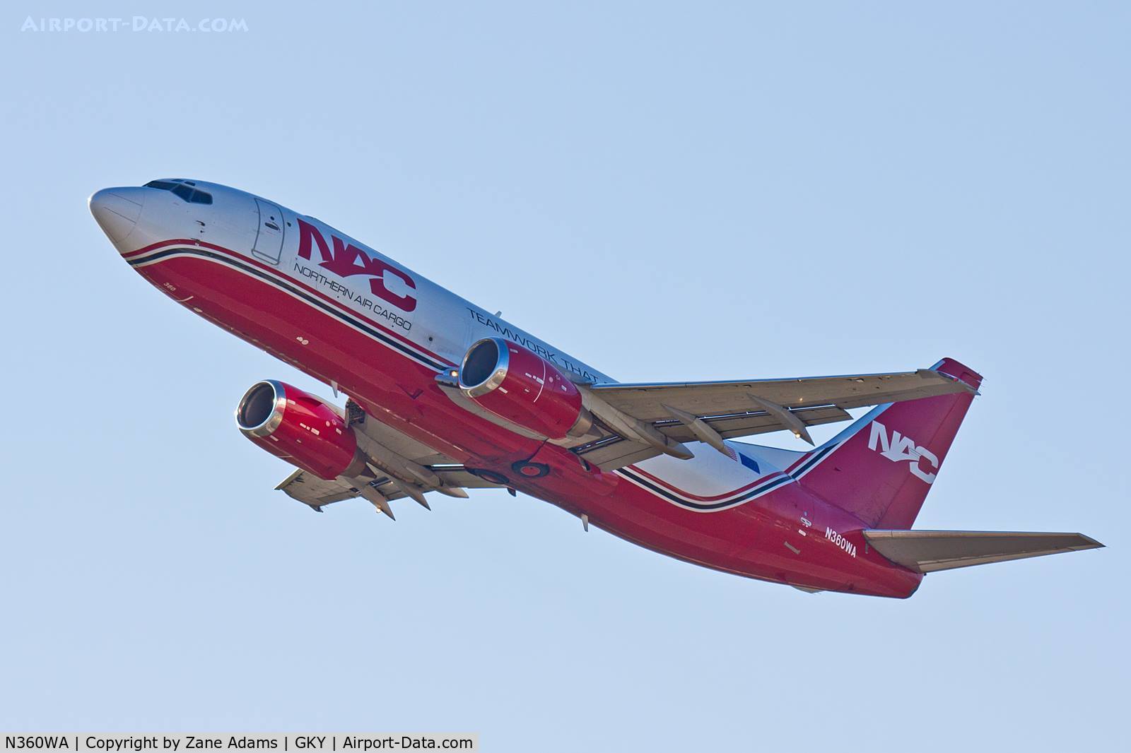 N360WA, 1987 Boeing 737-301 C/N 23553, Departing Arlington Municipal