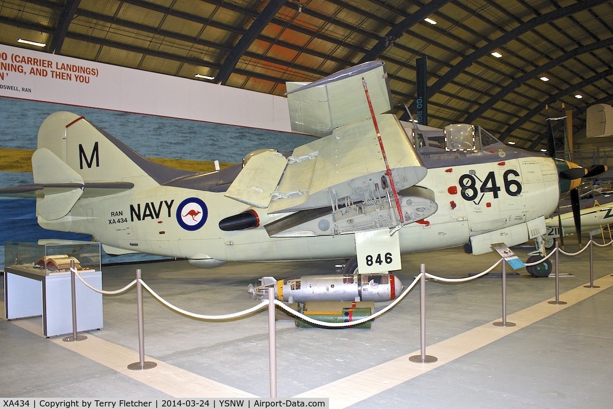 XA434, Fairey Gannet AS.1 C/N F9304, Displayed at the  Australian Fleet Air Arm Museum,  a military aerospace museum located at the naval air station HMAS Albatross, near Nowra, New South Wales