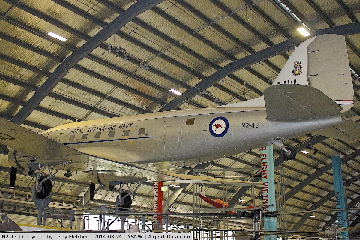 N2-43, 1942 Douglas C-47A C/N 12542, Displayed at the  Australian Fleet Air Arm Museum,  a military aerospace museum located at the naval air station HMAS Albatross, near Nowra, New South Wales