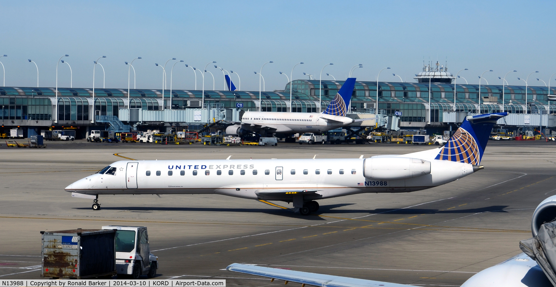 N13988, 2000 Embraer ERJ-145LR (EMB-145LR) C/N 145265, Taxi for takeoff Chicago