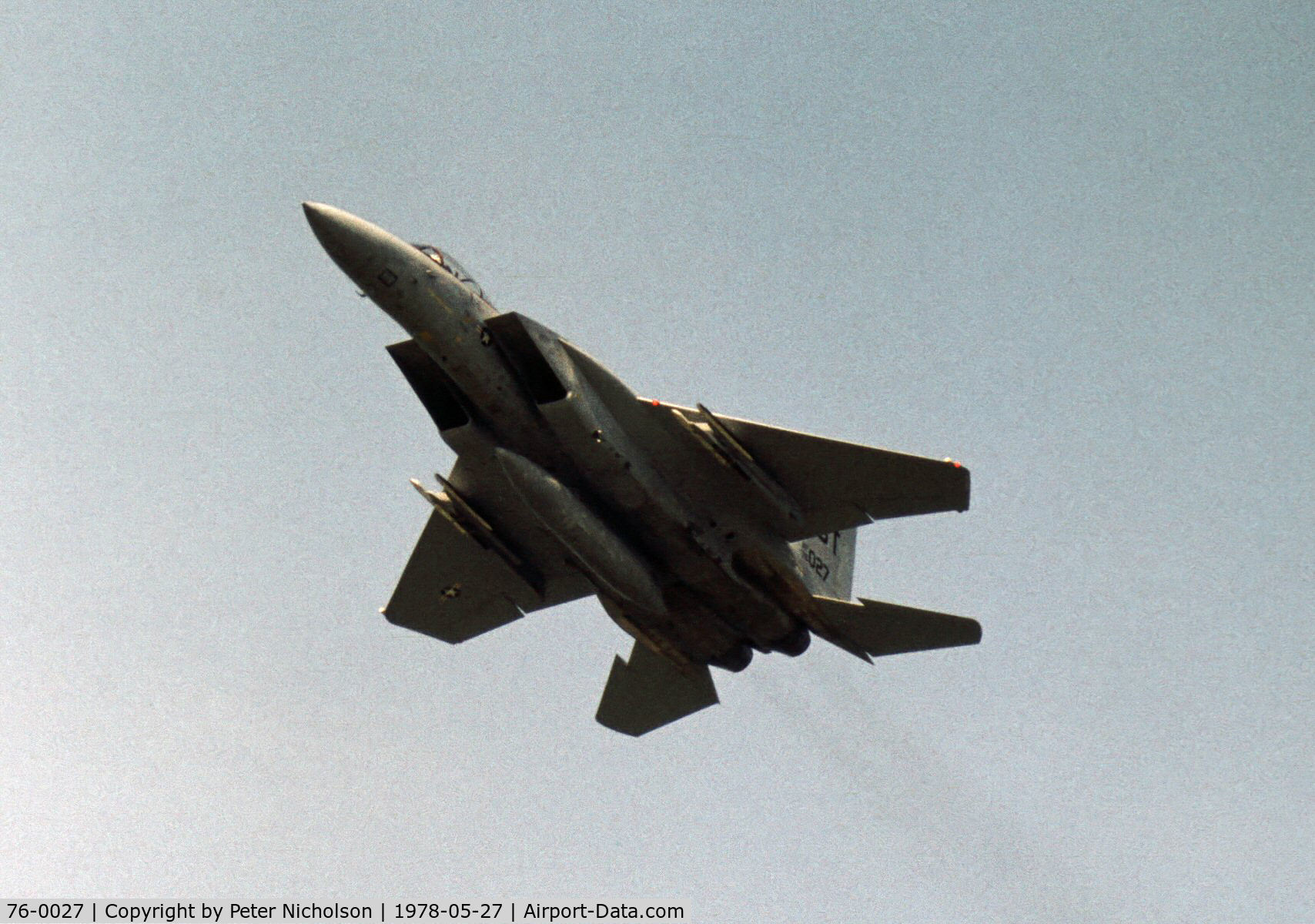 76-0027, 1976 McDonnell Douglas F-15A Eagle C/N 0207/A179, This Bitburg based F-15A Eagle of the 53rd Tactical Fighter Squadron/36th Tactical Fighter Wing displayed at the 1978 Bassingbourn Airshow.