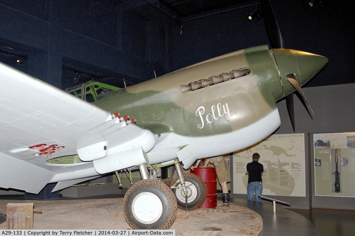 A29-133, 1942 Curtiss P-40E Kittyhawk 1A C/N 18605, Displayed at Australia National War Museum in Canberra ACT