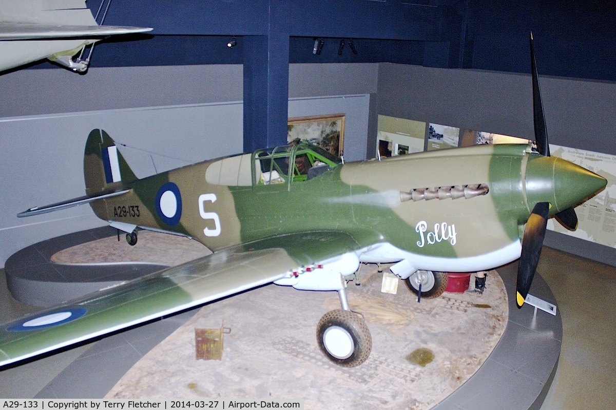 A29-133, 1942 Curtiss P-40E Kittyhawk 1A C/N 18605, Displayed at Australia National War Museum in Canberra ACT