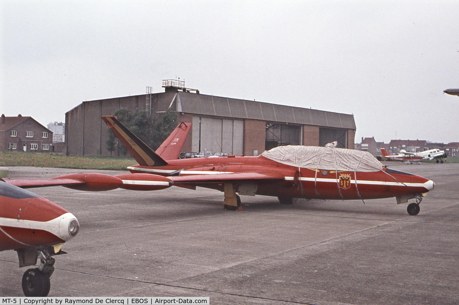 MT-5, 1960 Fouga CM-170R Magister C/N 262, Airshow Ostend 1975.  Sold in USA as N216DM in 1980.