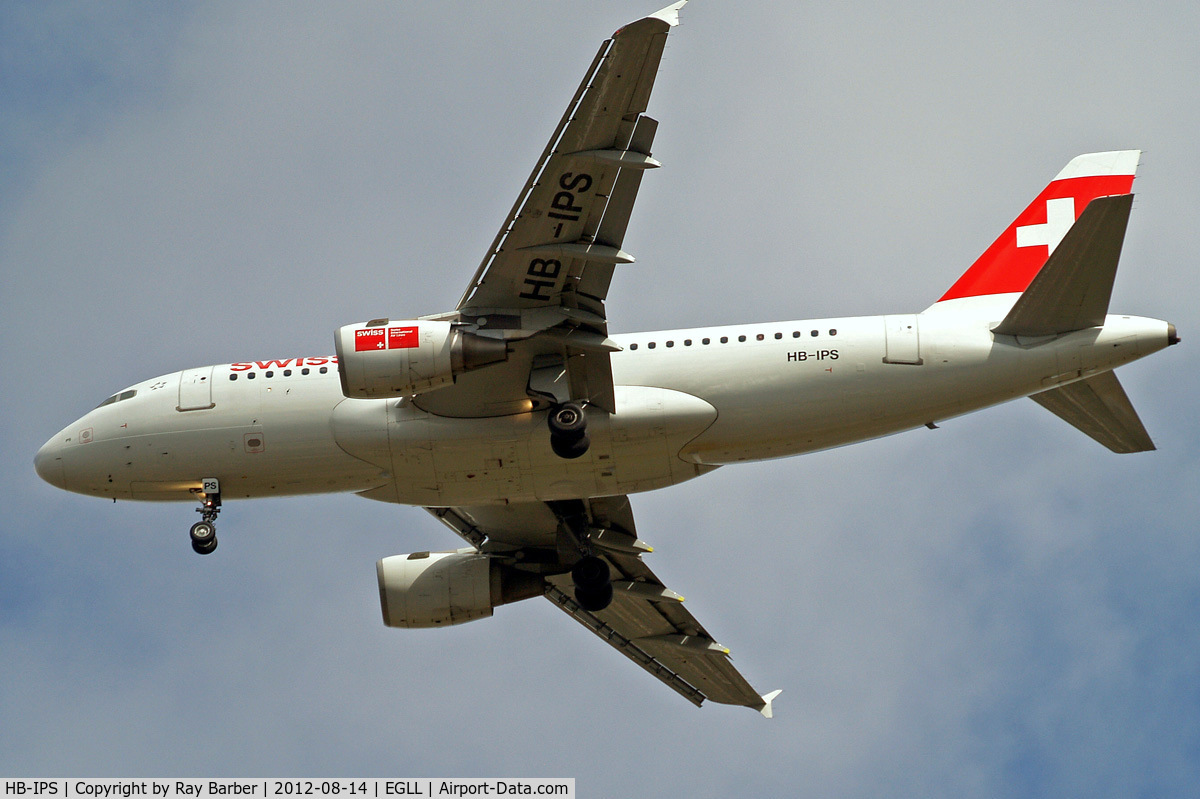 HB-IPS, 1997 Airbus A319-112 C/N 734, Airbus A319-112 [0734] (Swiss International Air Lines) Home~G 14/08/2012. On approach 27R.