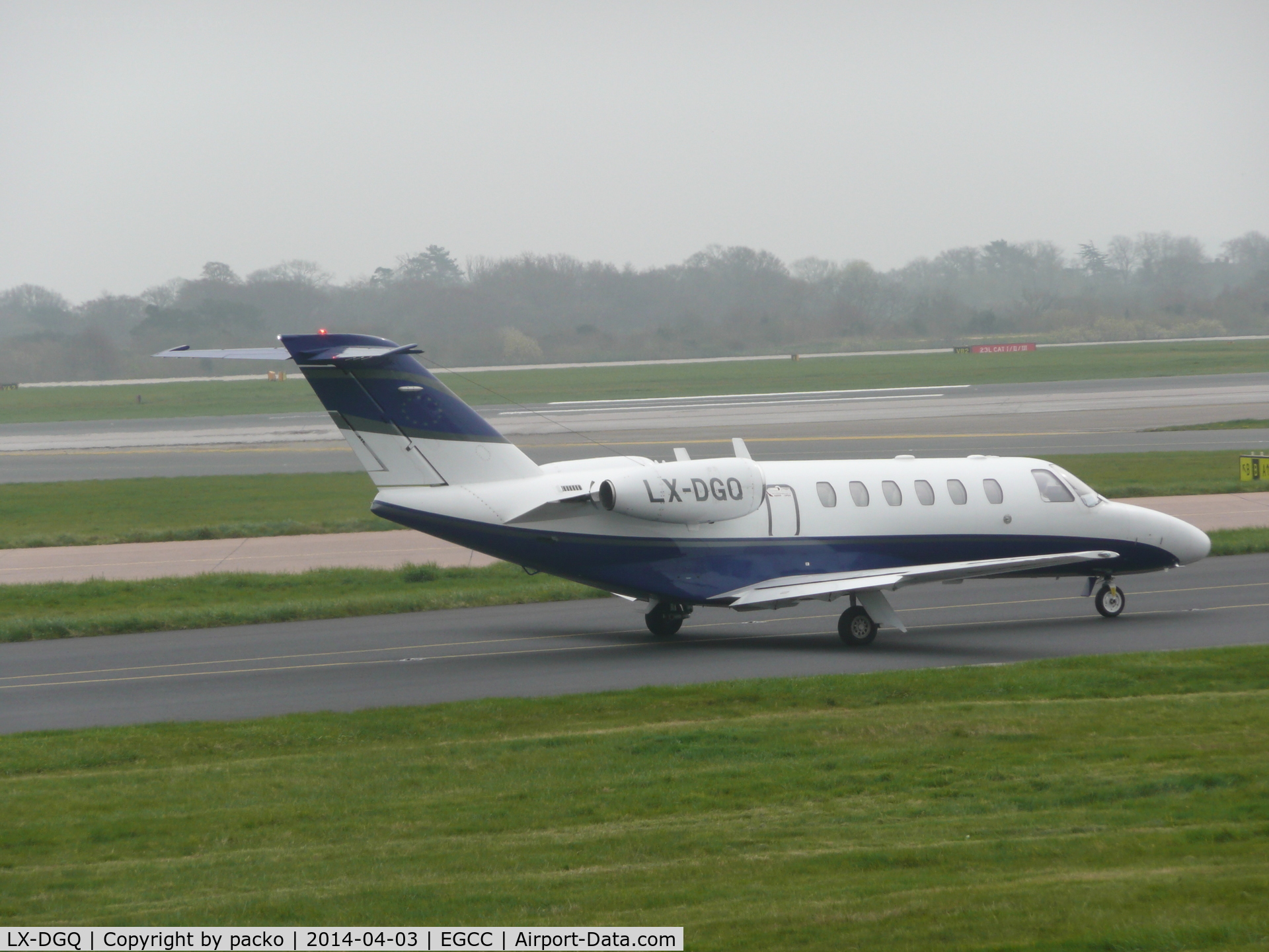 LX-DGQ, 2004 Cessna 525A CitationJet CJ2 C/N 525A-0200, just left the (OCS-RAMP) taxing out for take off