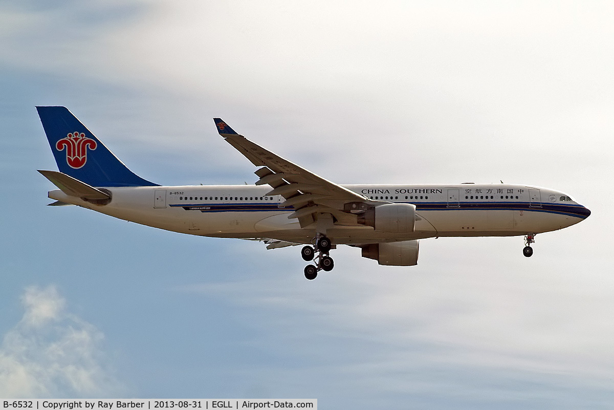 B-6532, 2011 Airbus A330-223 C/N 1244, Airbus A330-223 [1244] (China Southern Airlines) Home~G 31/08/2013. On approach 27L.