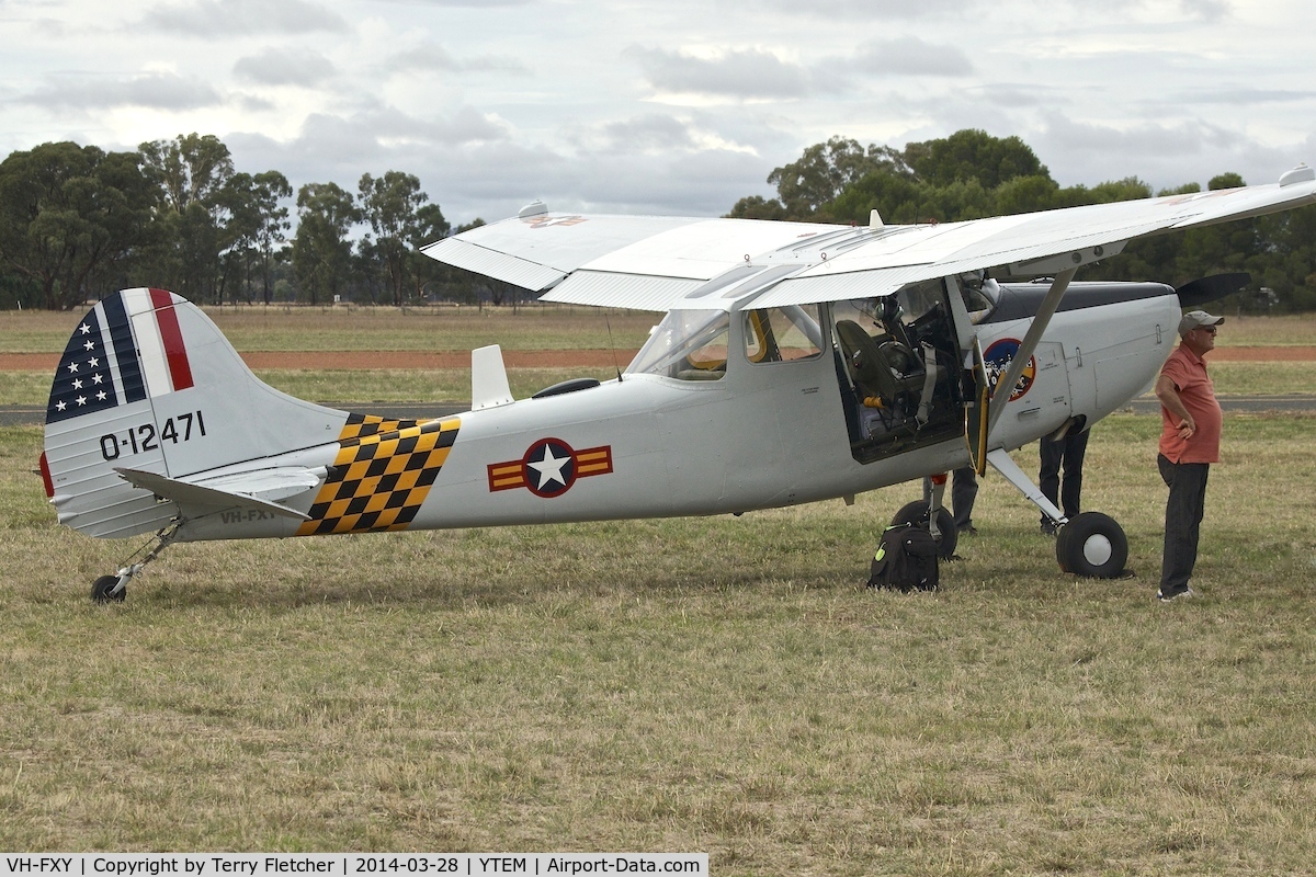 VH-FXY, 1953 Cessna O-1G Bird Dog C/N 22913, At Temora Airport during the 40th Anniversary Fly-In of the Australian Antique Aircraft Association