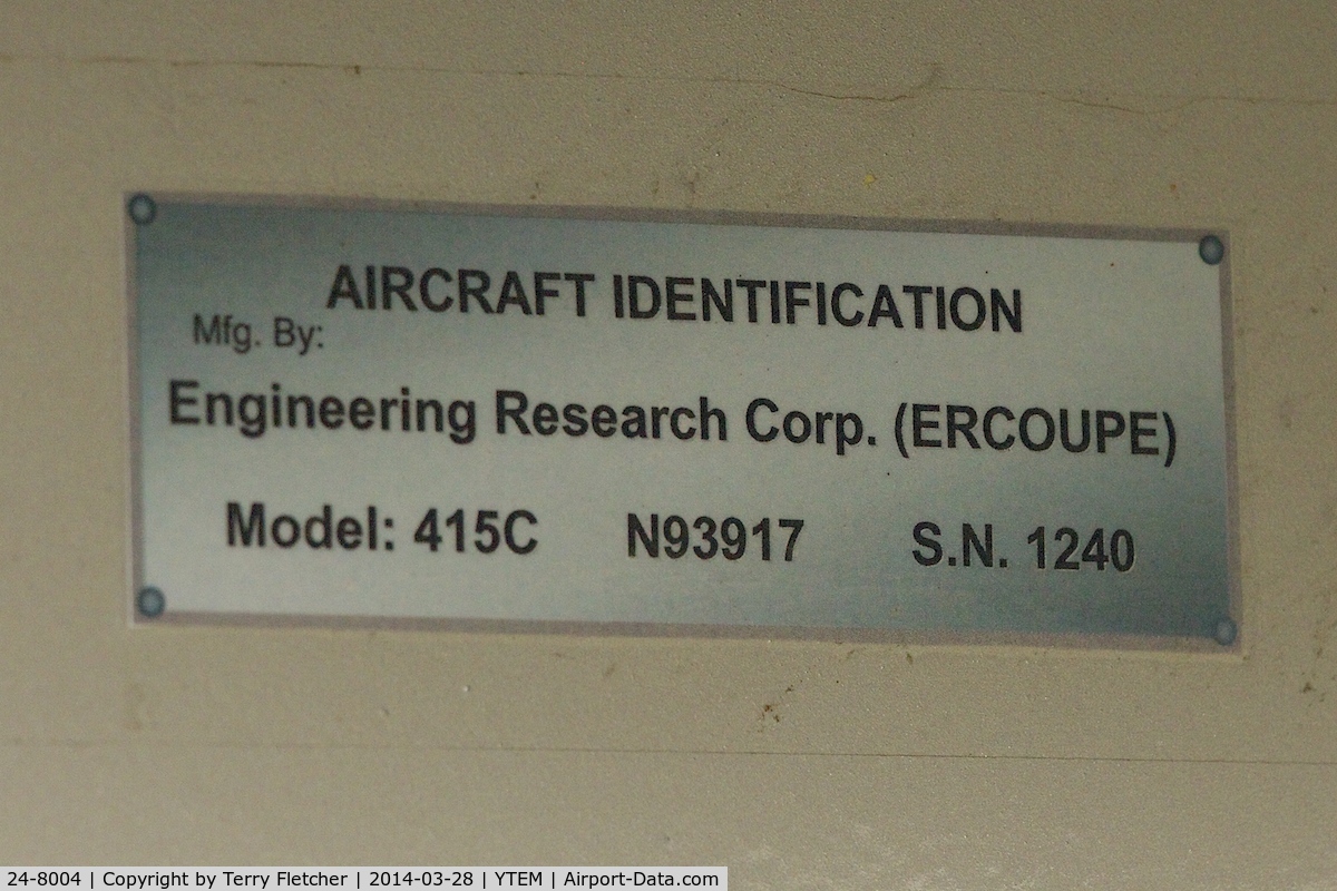 24-8004, 1946 Erco 415C Ercoupe C/N 1240, At Temora Airport during the 40th Anniversary Fly-In of the Australian Antique Aircraft Association