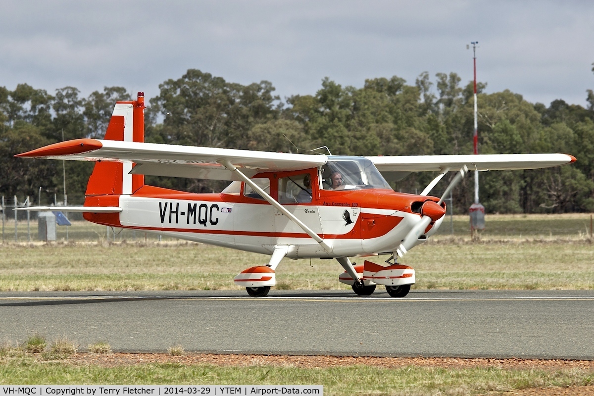 VH-MQC, 1967 Rockwell 100 C/N 119, At Temora Airport during the 40th Anniversary Fly-In of the Australian Antique Aircraft Association