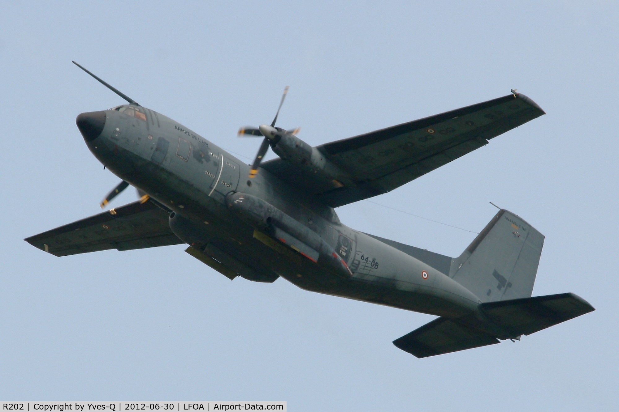 R202, Transall C-160R C/N 202, French Air Force Transall C-160R, Take off rwy 24, Avord Air Base 702 (LFOA) in june 2012