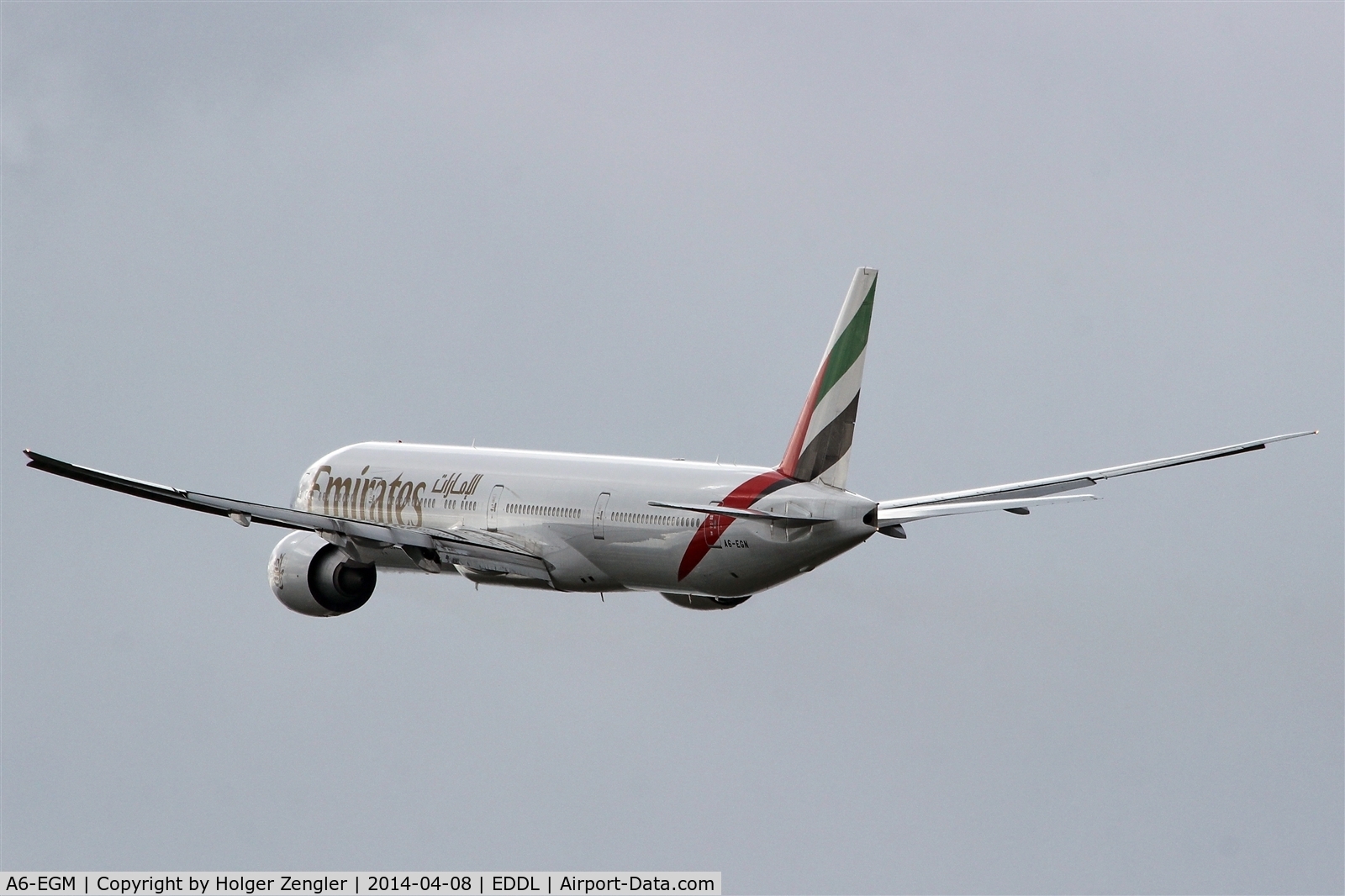 A6-EGM, 2012 Boeing 777-31H/ER C/N 41073, Leaving DUS via rwy 23L to a Gulf destination....