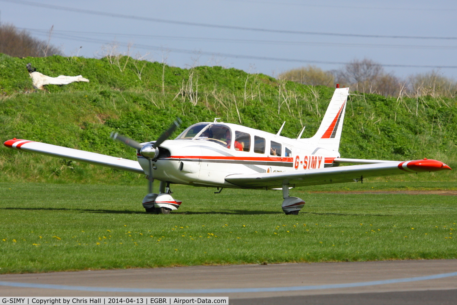 G-SIMY, 1976 Piper PA-32-300 Cherokee Six Cherokee Six C/N 32-7640082, at Breighton's 'Early Bird' Fly-in 13/04/14