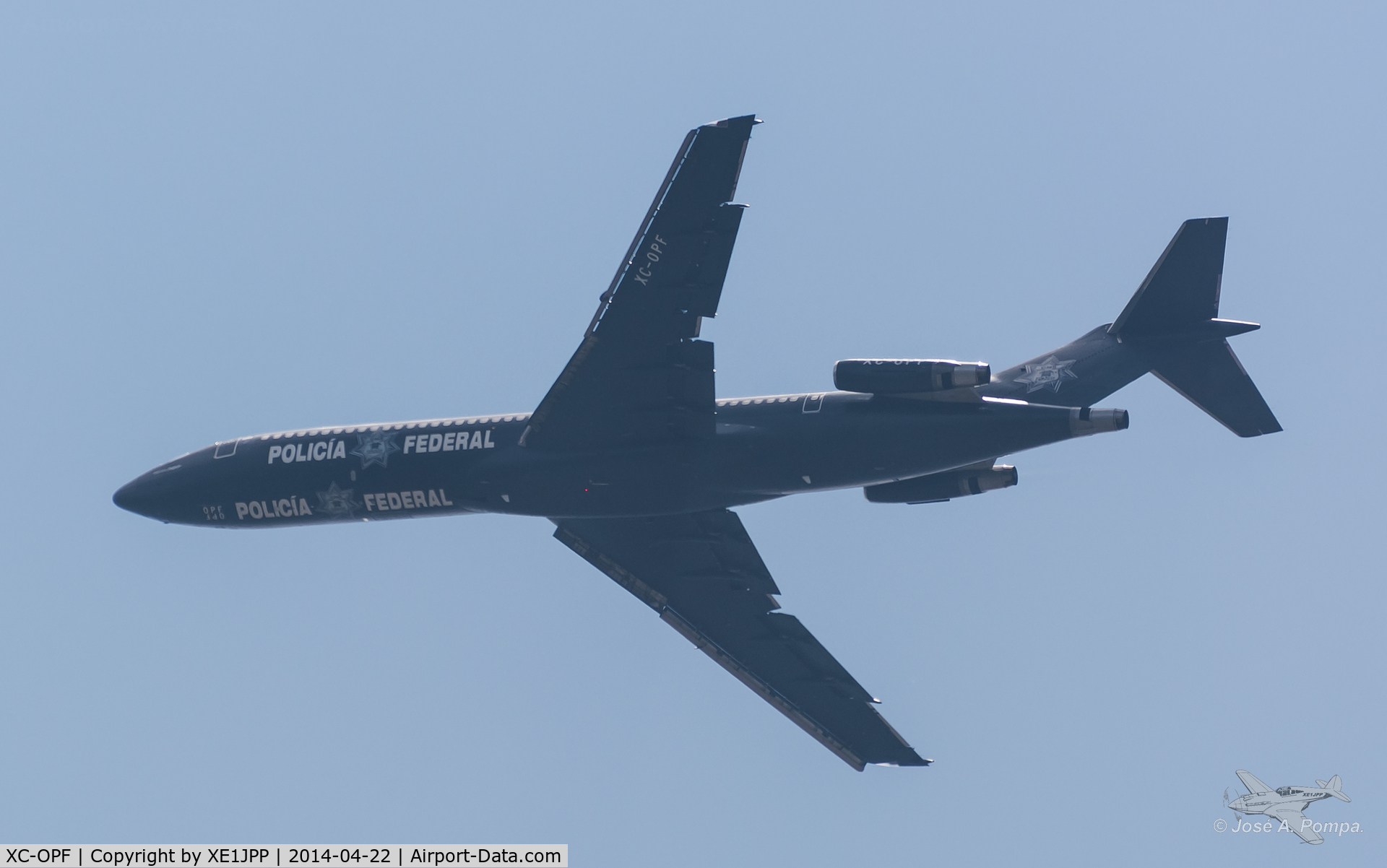 XC-OPF, 1981 Boeing 727-264 C/N 22676, Flying over Mexico City in approach to MMMX