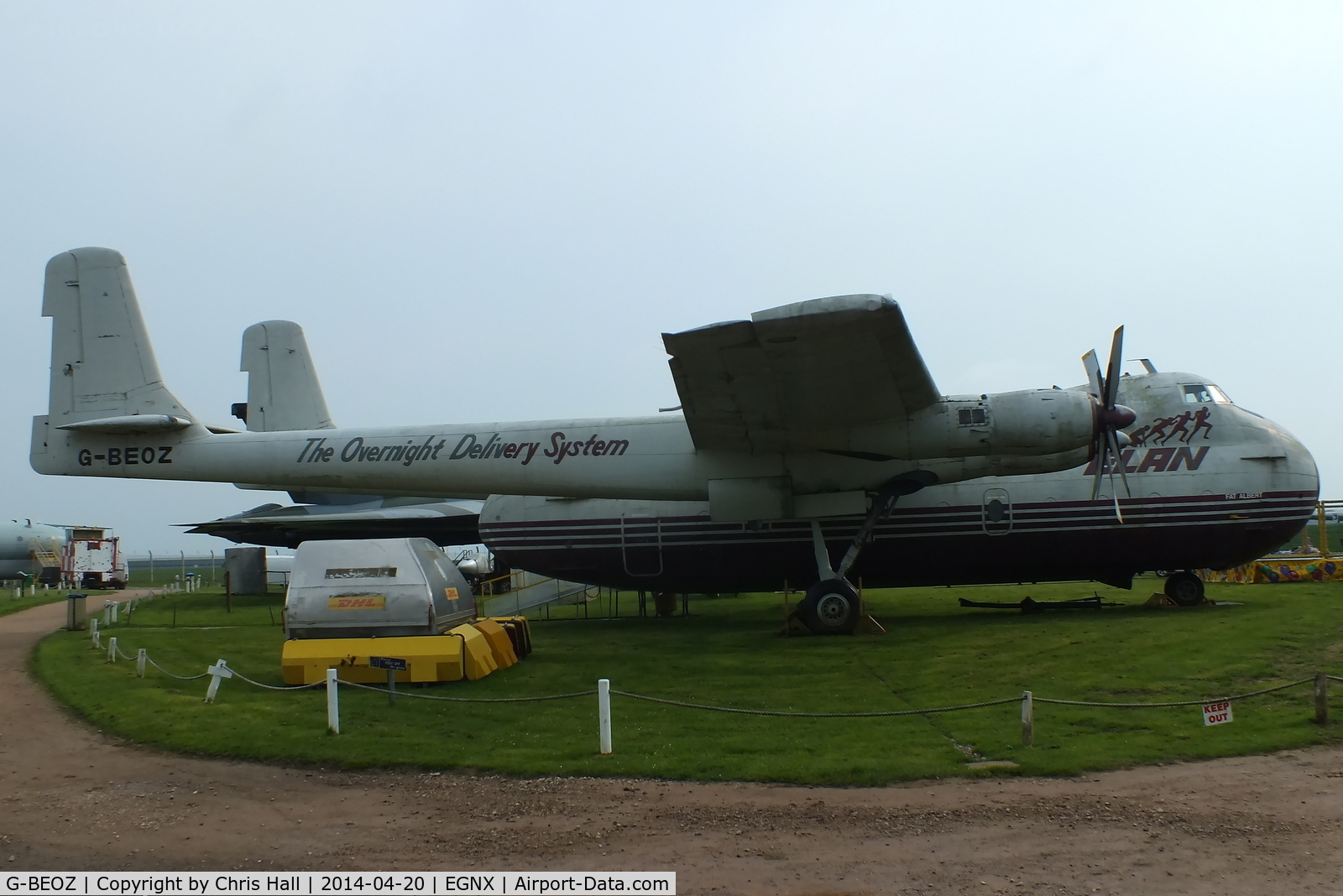G-BEOZ, 1960 Armstrong Whitworth AW650 Argosy 101 C/N 6660, Preserved at the East Midlands Aeropark