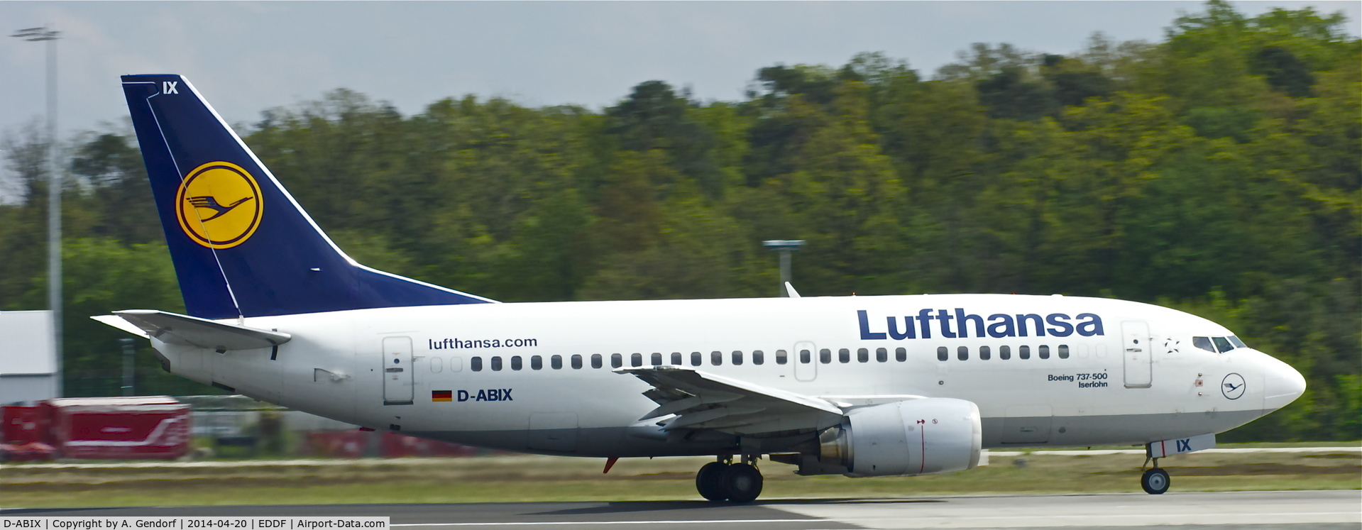 D-ABIX, 1991 Boeing 737-530 C/N 24946, Lufthansa, is here on RWY 18 at Frankfurt Rhein/Main Int'l(EDDF)