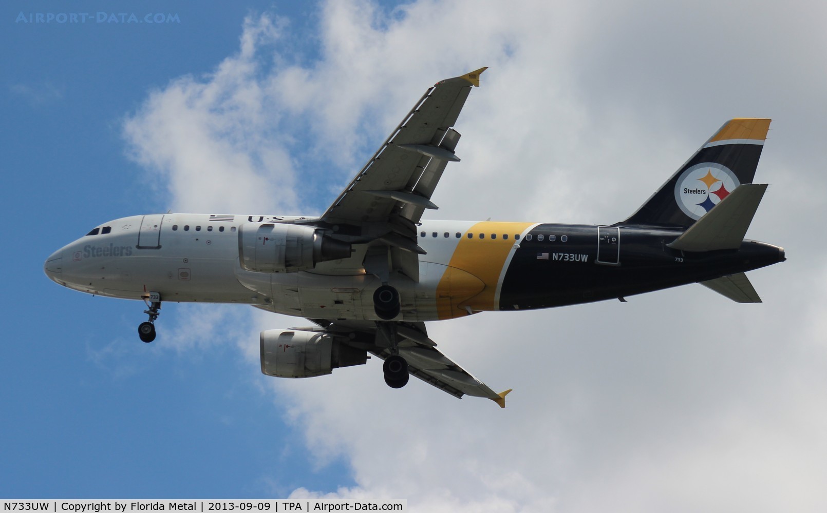 N733UW, 2000 Airbus A319-112 C/N 1205, US Airways Pittsburgh Steelers A319