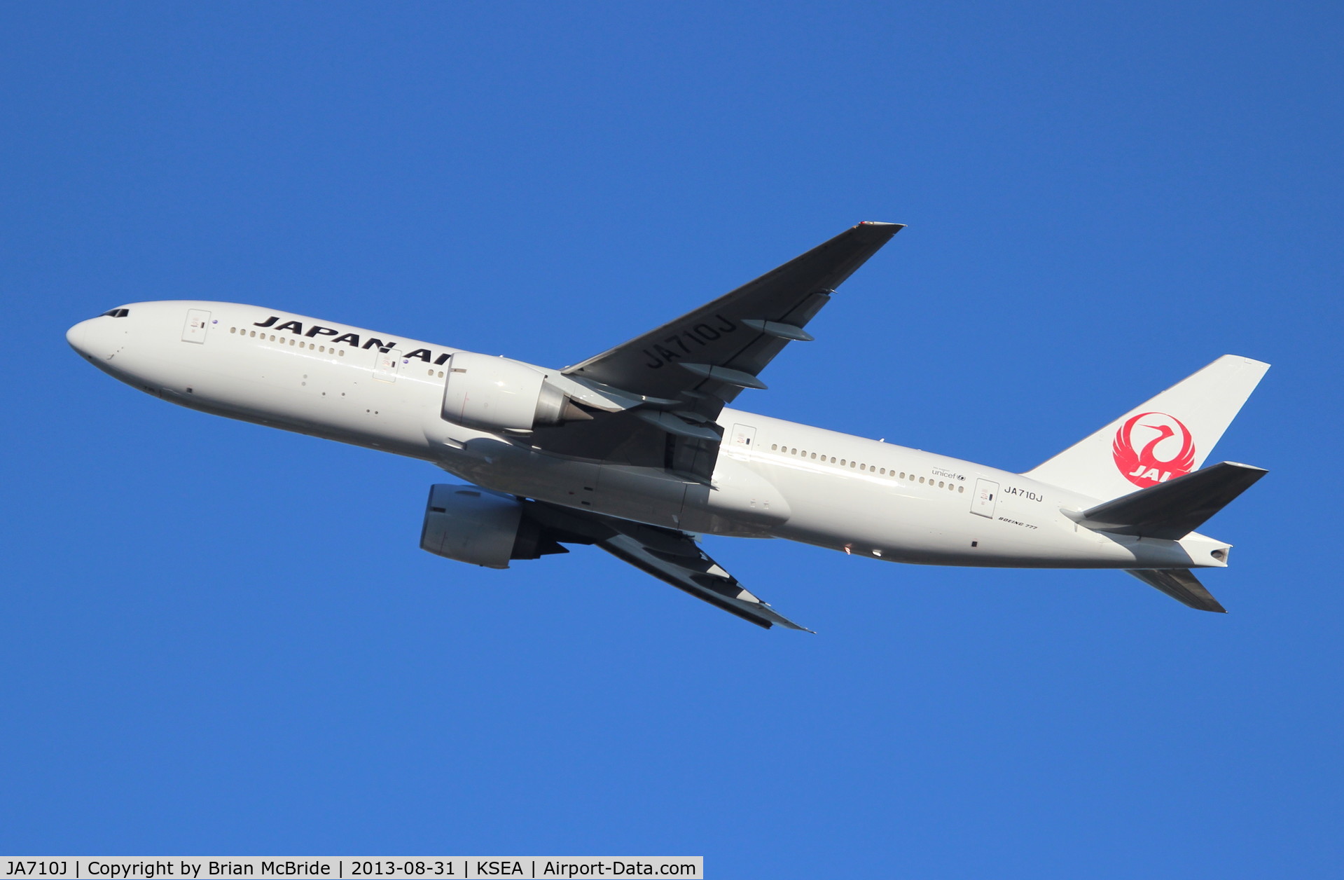 JA710J, 2005 Boeing 777-246/ER C/N 33395, Japan Airlines. 777-246ER. JA710J cn 33395 525. Seattle Tacoma - International (SEA KSEA). Image © Brian McBride. 31 August 2013