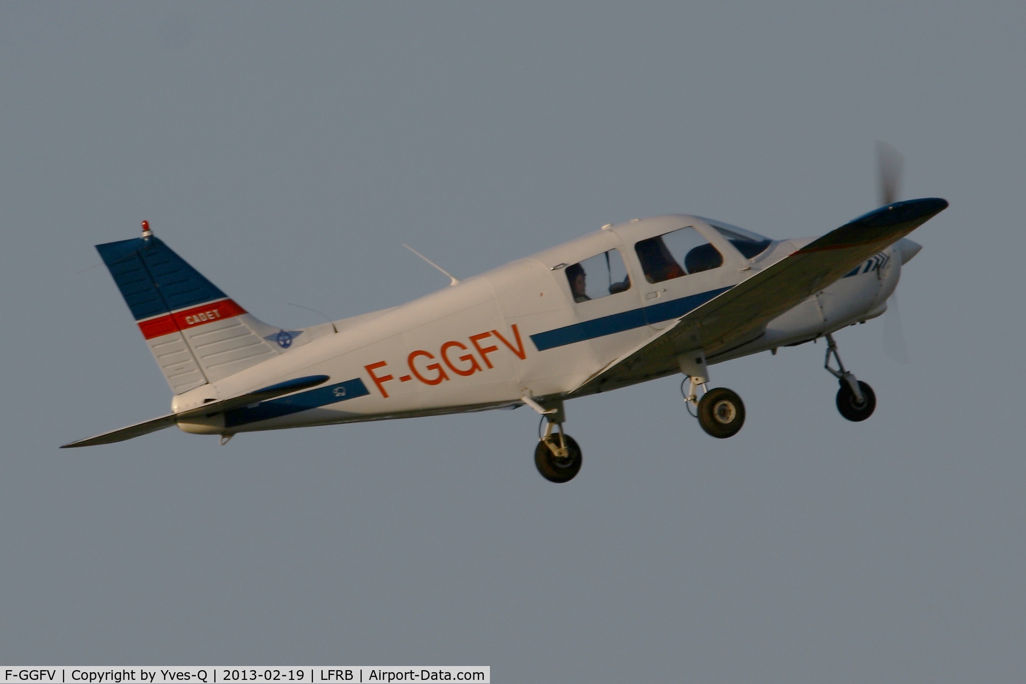 F-GGFV, Piper PA-28-161 Warrior II C/N 28-41077, Piper PA-28-161 Warrior II, Take off rwy 07R, Brest-Guipavas Regional Airport (LFRB-BES)