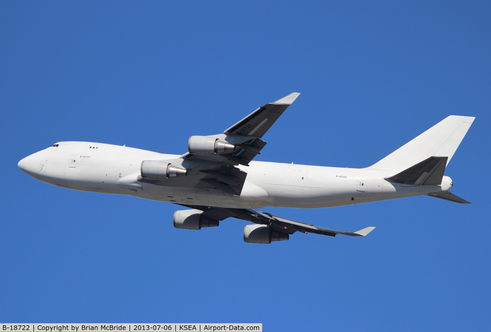 B-18722, 2006 Boeing 747-409F/SCD C/N 34265, China Airlines Cargo. 747-409FSCD. B-18722 cn 34265 1372. Seattle Tacoma - International (SEA KSEA). Image © Brian McBride. 06 July 2013