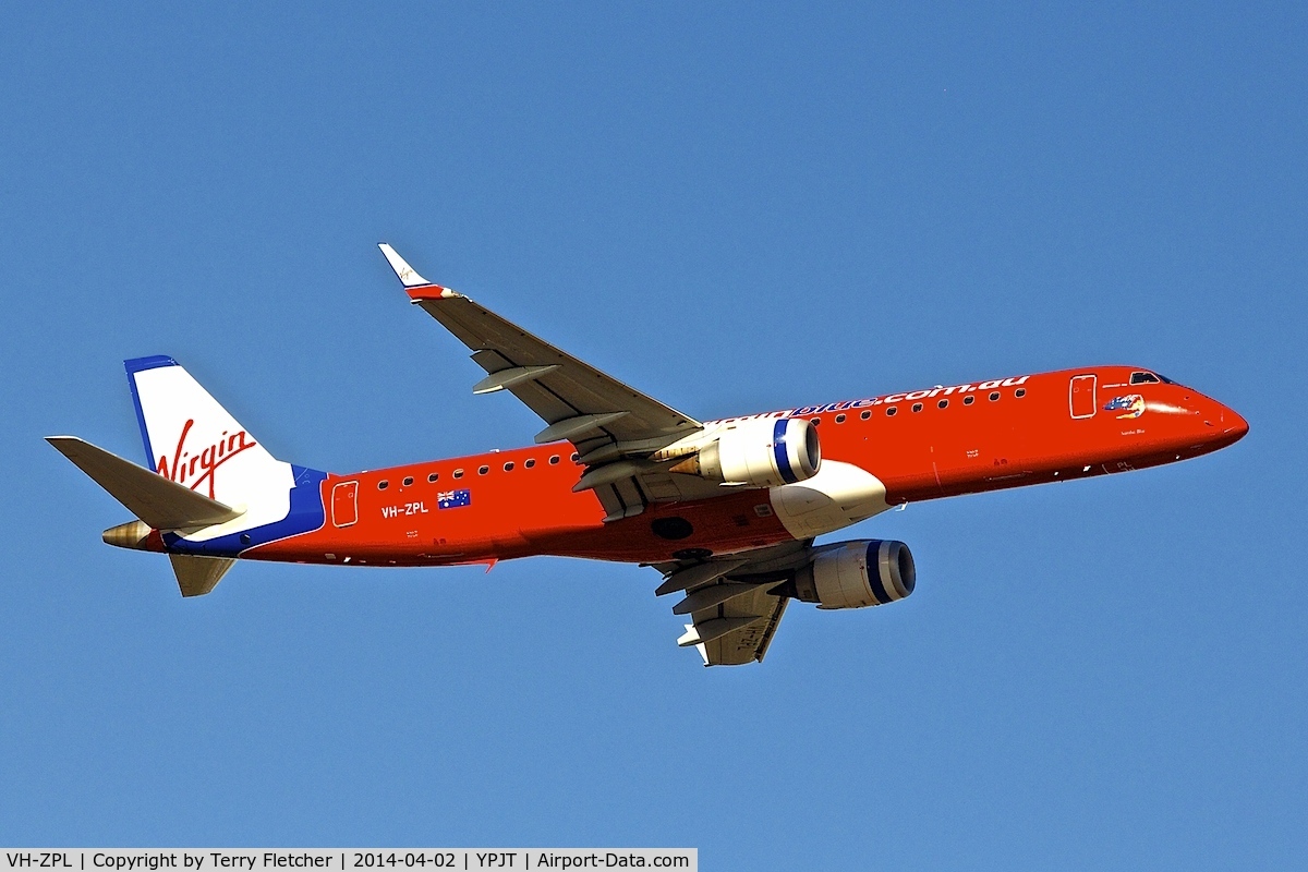 VH-ZPL, 2008 Embraer 190AR (ERJ-190-100IGW) C/N 19000220, Embraer ERJ-190-100IGW 190AR, c/n: 19000220 of Virgin at Perth Int