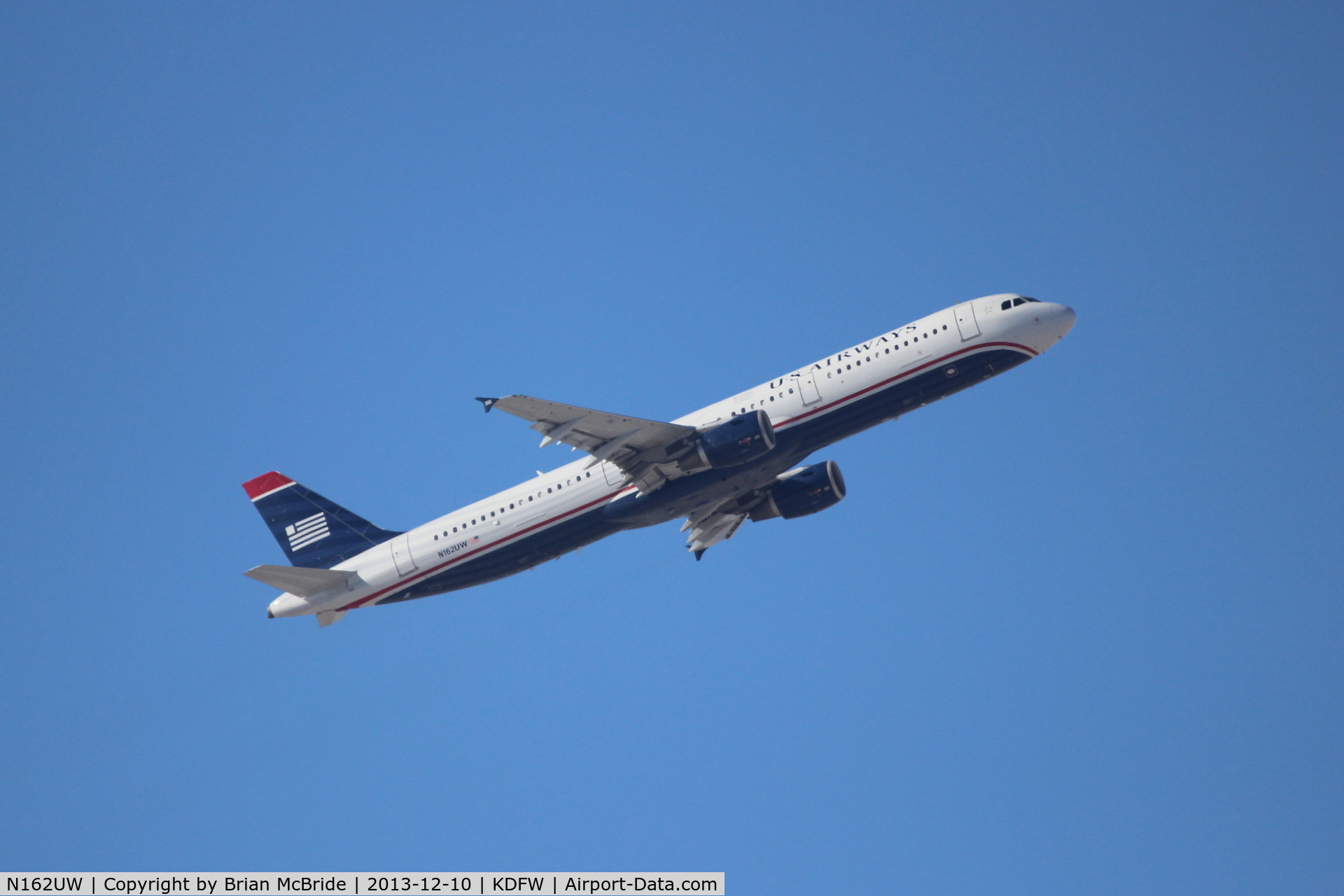 N162UW, 2001 Airbus A321-211 C/N 1412, US Airways. A321-211. N162UW cn 1412. Dallas - Fort Worth - International (DFW KDFW). Image © Brian McBride. 10 December 2013