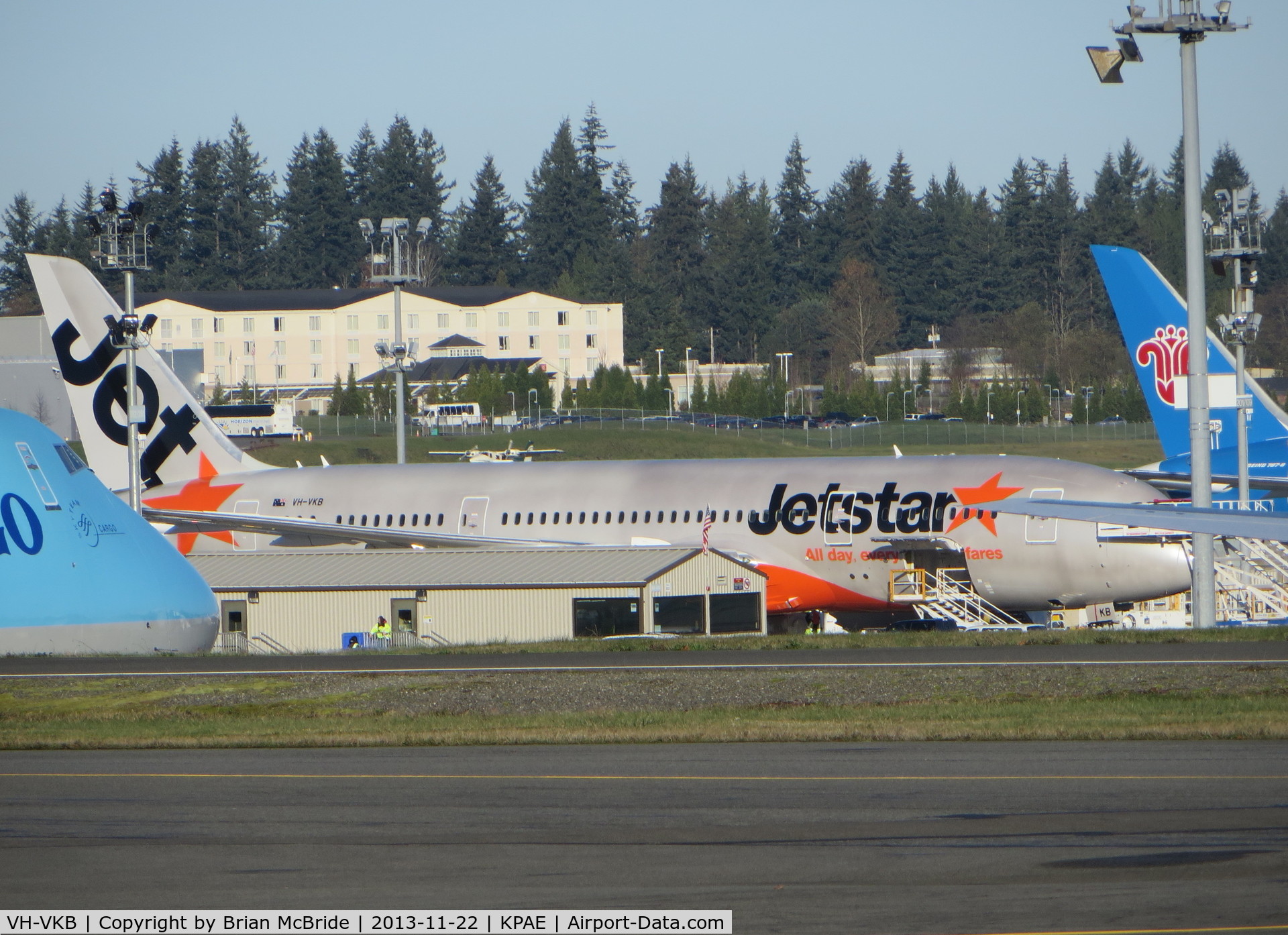 VH-VKB, 2013 Boeing 787-8 Dreamliner C/N 36228, Jetstar Airways. 787-8 Dreamliner. VH-VKB cn 36228 134. Pre delivery. Everett - Snohomish County Paine Field (PAE KPAE). Image © Brian McBride. 22 November 2013