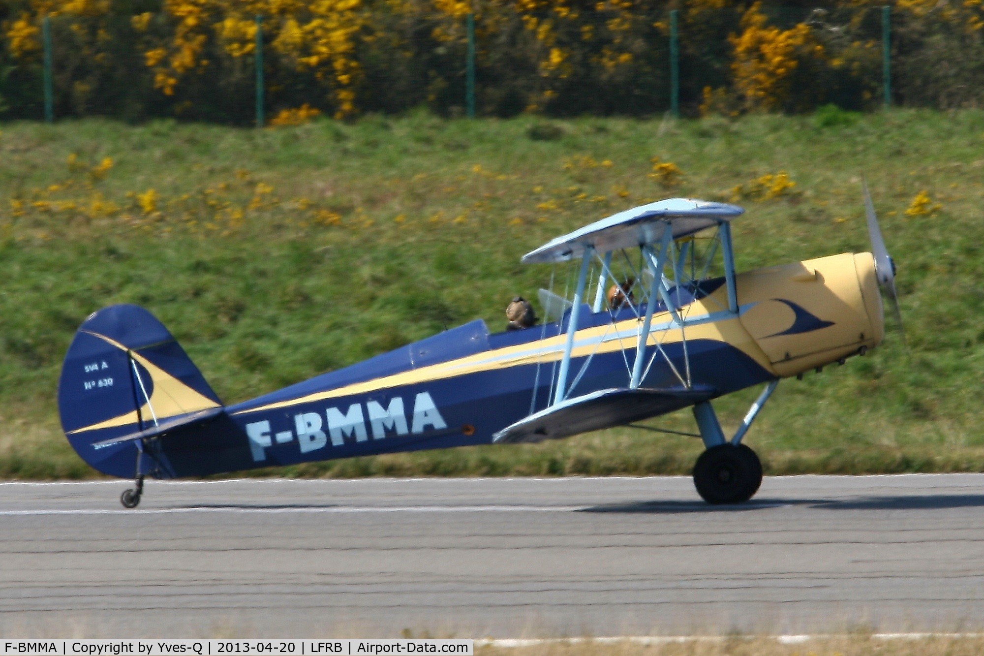 F-BMMA, Stampe-Vertongen SV-4A C/N 630, S.N.C.A.N. STAMPE SV 4A, Landing rwy 07R, Brest-Guipavas Airport (LFRB-BES)