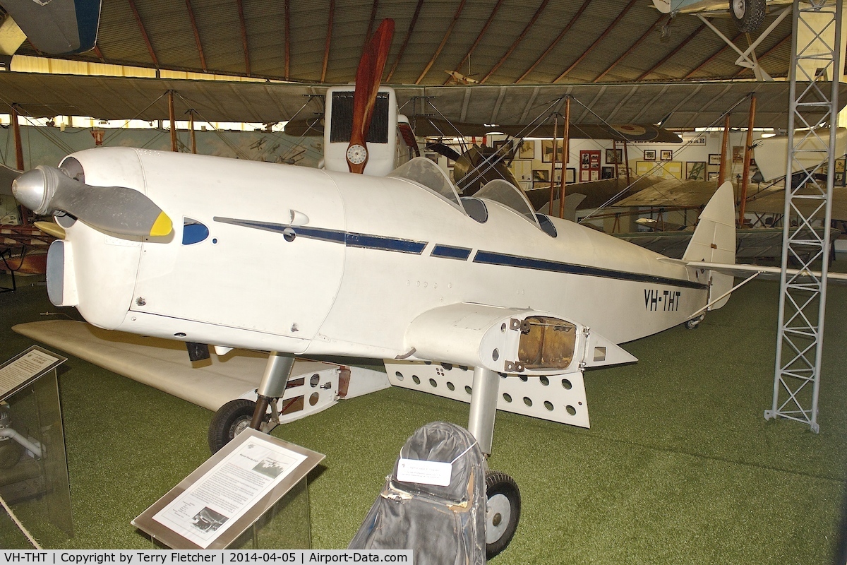 VH-THT, De Havilland DH-94 Moth Minor C/N 94076, De Havilland DH-94 Moth Minor, c/n: 94076 at Perth Aviation Heritage Museum.  ex RAAF A21-12