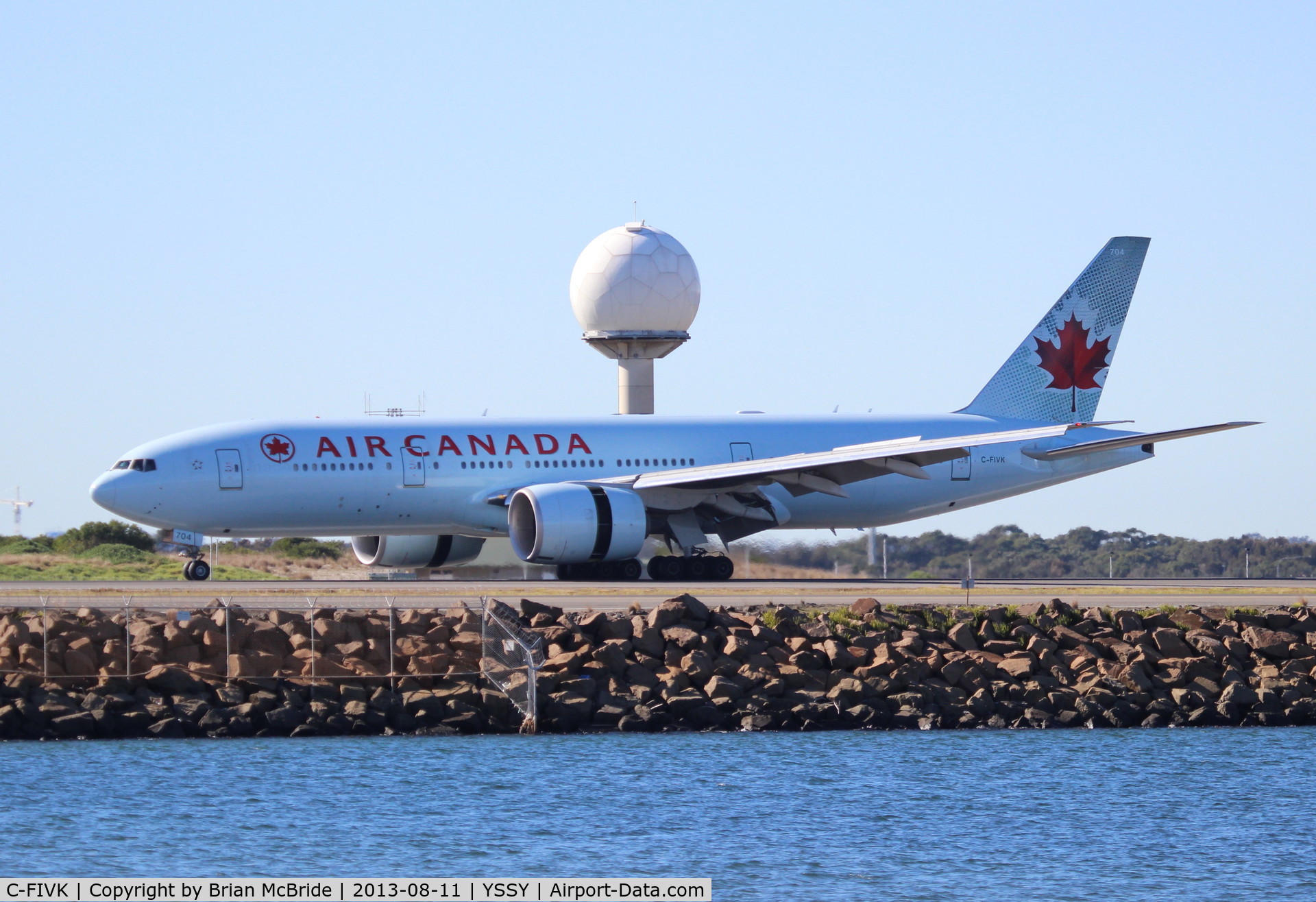 C-FIVK, 2008 Boeing 777-233/LR C/N 35245, Air Canada. 777-233LR. C-FIVK 704 cn 35245 689. Sydney - Kingsford Smith International (Mascot) (SYD YSSY). Image © Brian McBride. 11 August 2013