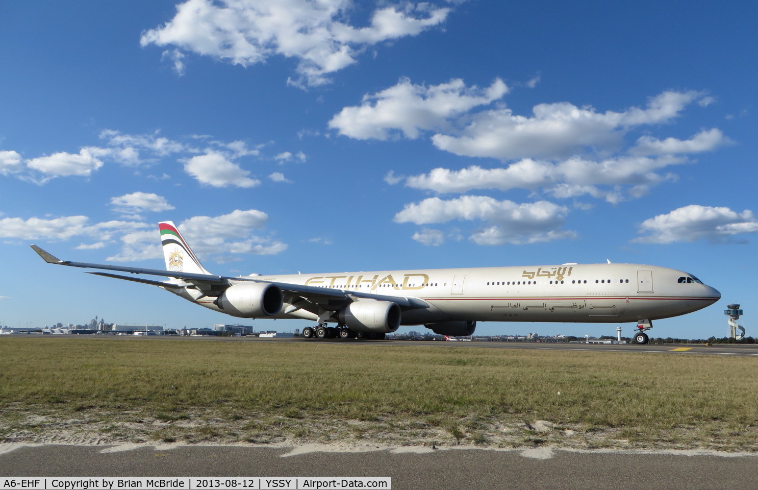 A6-EHF, 2007 Airbus A340-642X C/N 837, Etihad Airways. A340-642X. A6-EHF cn 837. Sydney - Kingsford Smith International (Mascot) (SYD YSSY). Image © Brian McBride. 12 August 2013