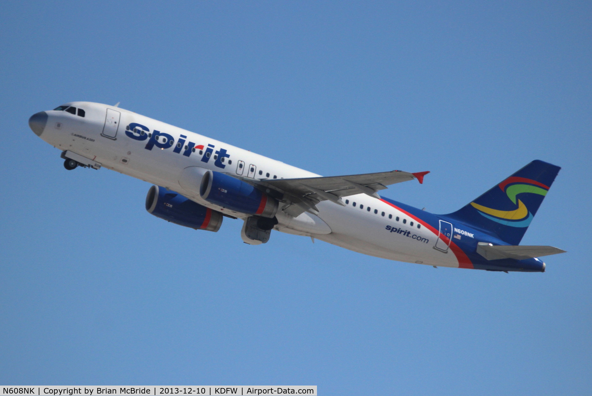N608NK, 2011 Airbus A320-232 C/N 4902, Spirit Airlines. A320-232. N608NK cn 4902. Dallas - Fort Worth - International (DFW KDFW). Image © Brian McBride. 10 December 2013
