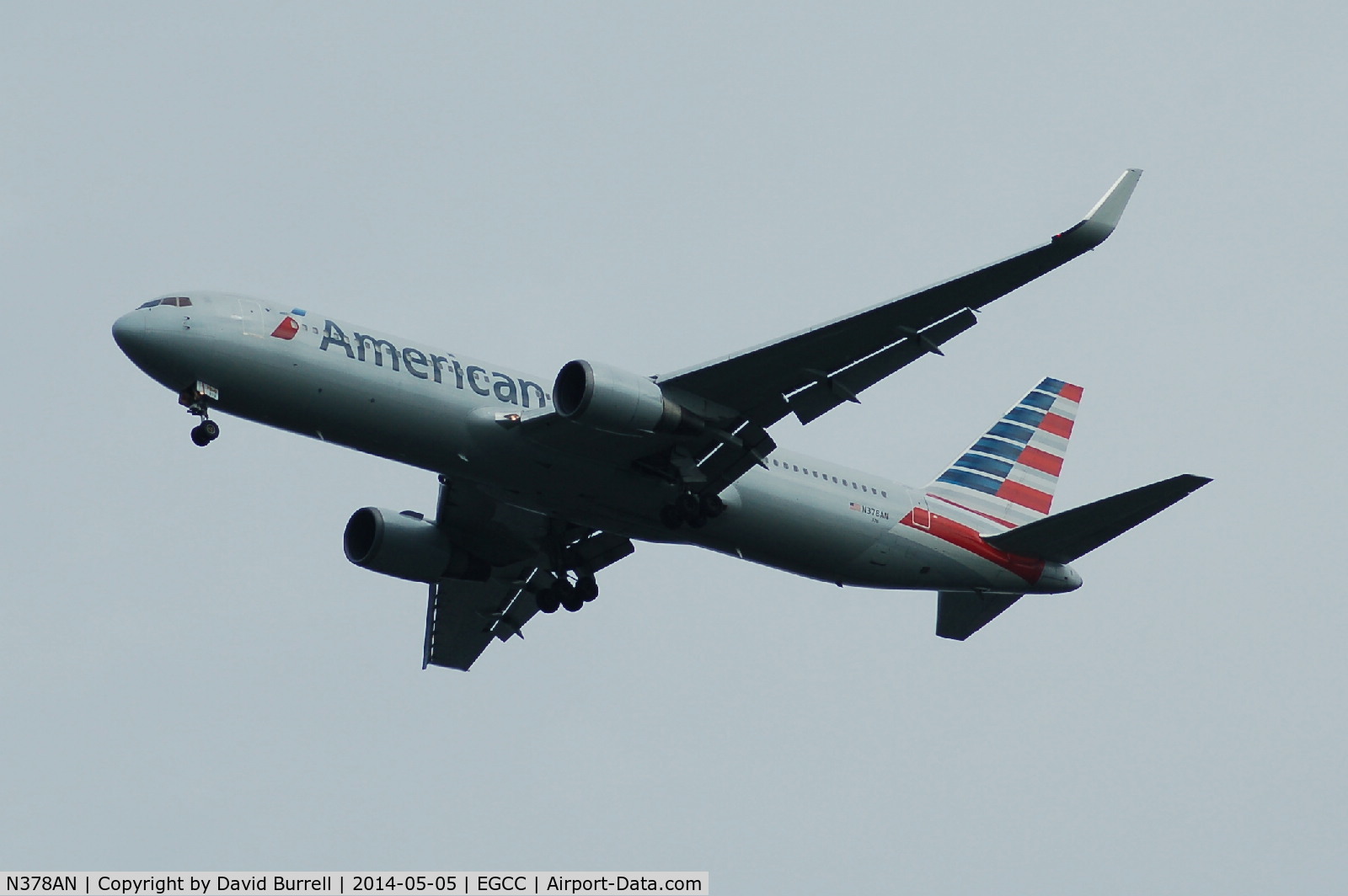 N378AN, 1992 Boeing 767-323/ER C/N 25447, American Airlines Boeing 767-323 on approach to Manchester Airport.