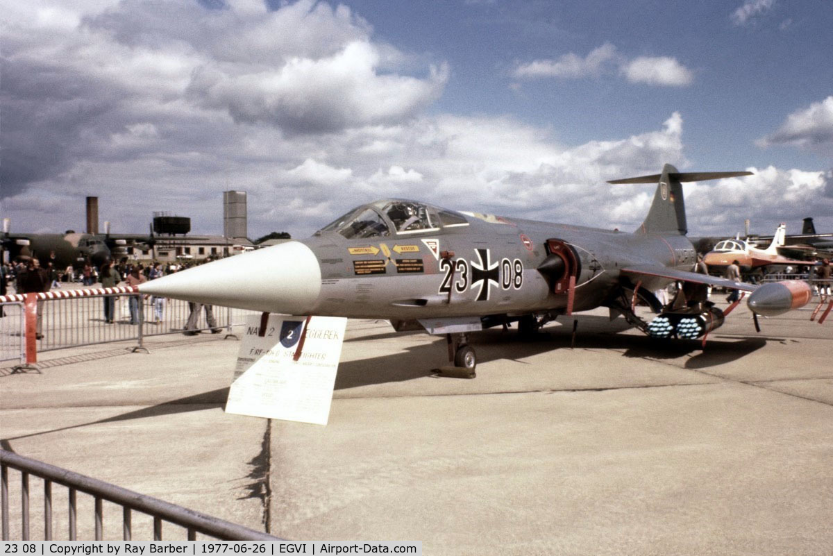 23 08, Lockheed F-104G Starfighter C/N 683-7191, 23+08   Lockheed F-104G Starfighter [683-7191] (German Navy) RAF Greenham Common~G 26/06/1977. Taken from a slide.