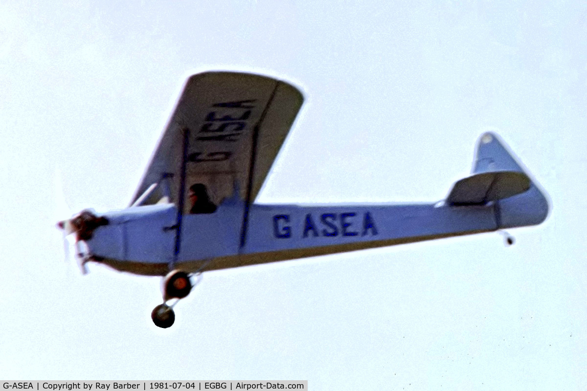 G-ASEA, 1966 Luton LA4A Minor C/N PFA 1154, Luton LA-4A Minor [PAL/1154] Leicester~G 04/07/1981. Taken from a slide.