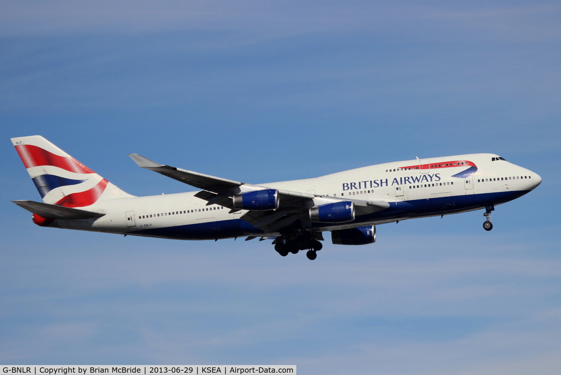 G-BNLR, 1990 Boeing 747-436 C/N 24447, British Airways. 747-436. G-BNLR cn 24447 829. Seattle Tacoma - International (SEA KSEA). Image © Brian McBride. 29 June 2013
