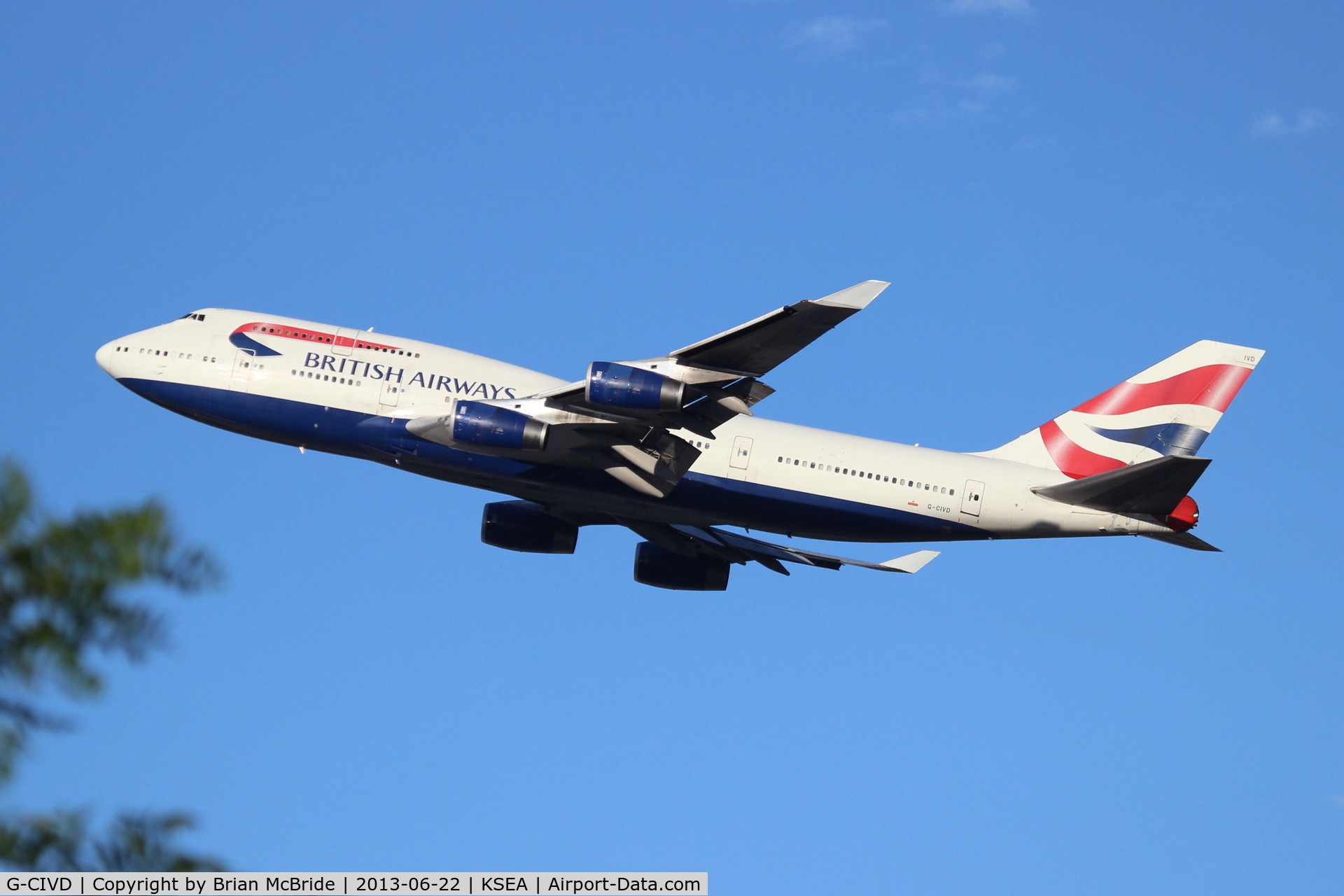 G-CIVD, 1994 Boeing 747-436 C/N 27349, British Airways. 747-436. G-CIVD cn 27349 1048. Seattle Tacoma - International (SEA KSEA). Image © Brian McBride. 22 June 2013