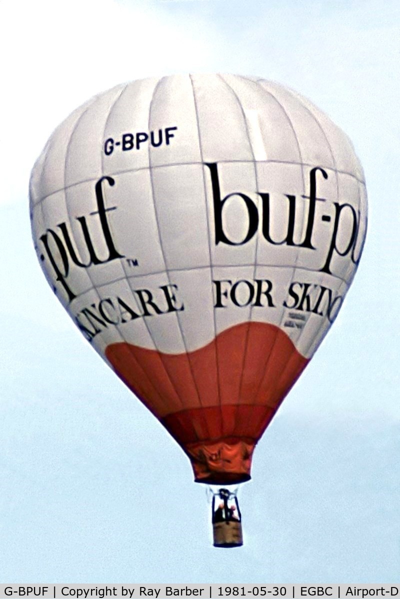 G-BPUF, 1980 Thunder Balloons AX6-56Z C/N 270, Thunder Az6-56Z HAFB [270] Cheltenham Racecourse~G 30/05/1981. At fun day. Taken from a slide.