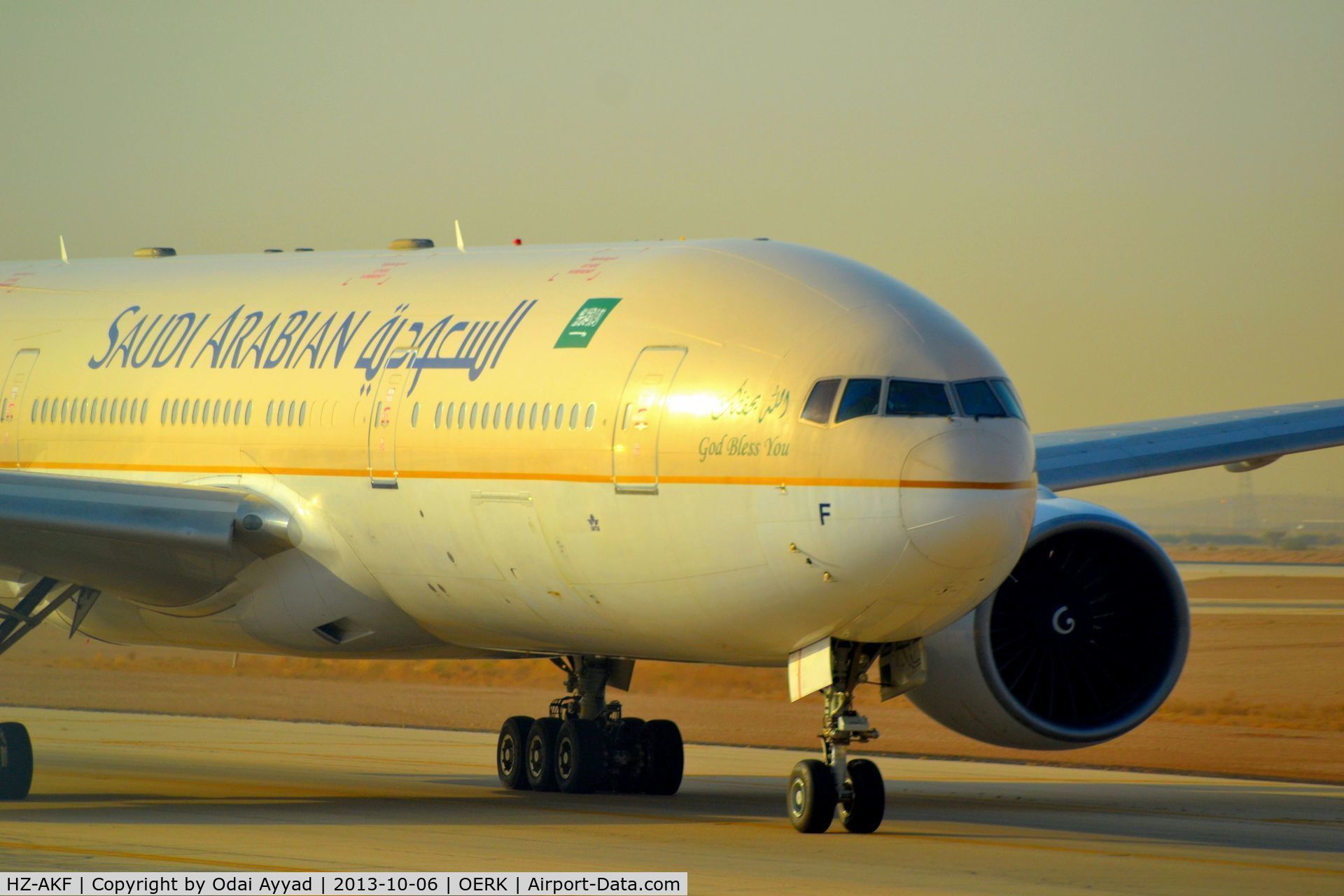 HZ-AKF, 1998 Boeing 777-268/ER C/N 28349, Early Morning taxi out to the active runway at riyadh