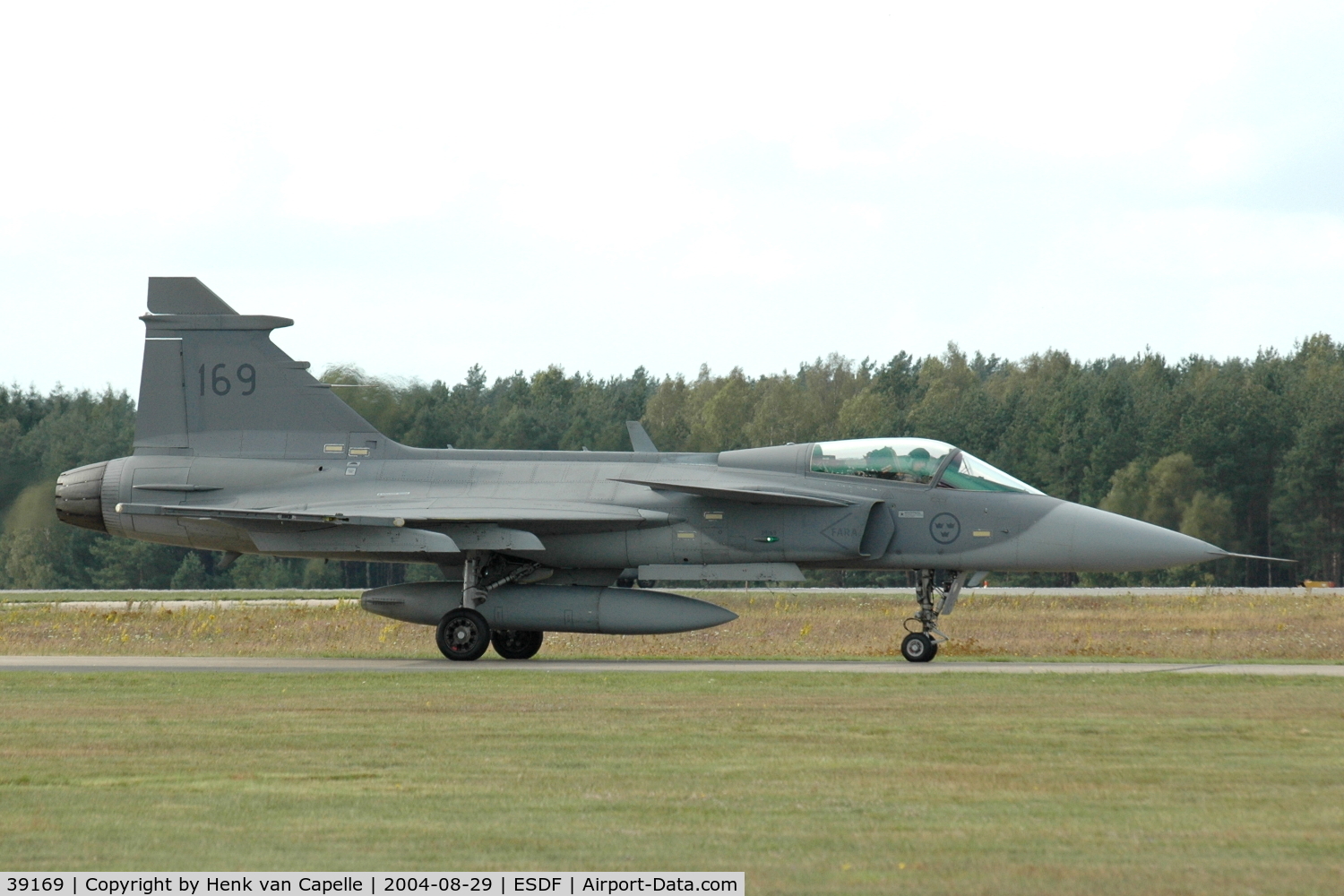 39169, Saab JAS-39A Gripen C/N 39-169, Saab JAS39A Gripen fighter of the Swedish Air Force at Ronneby Air Base, 2004.