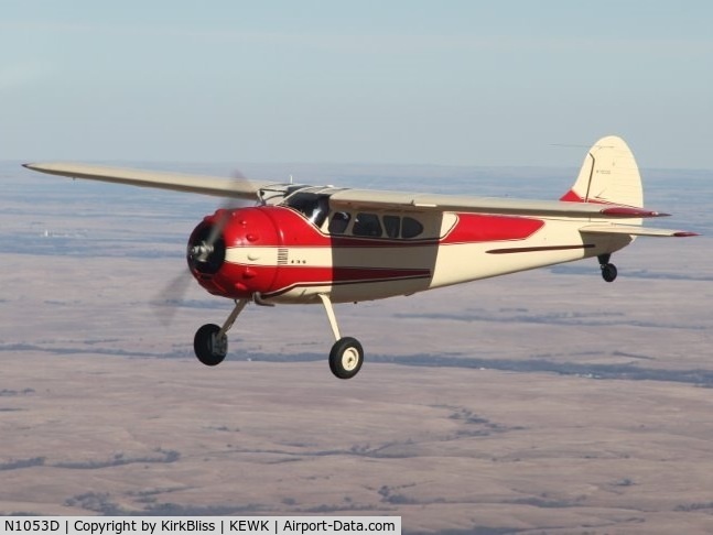 N1053D, 1952 Cessna 195A C/N 7665, Over the Flint Hills
