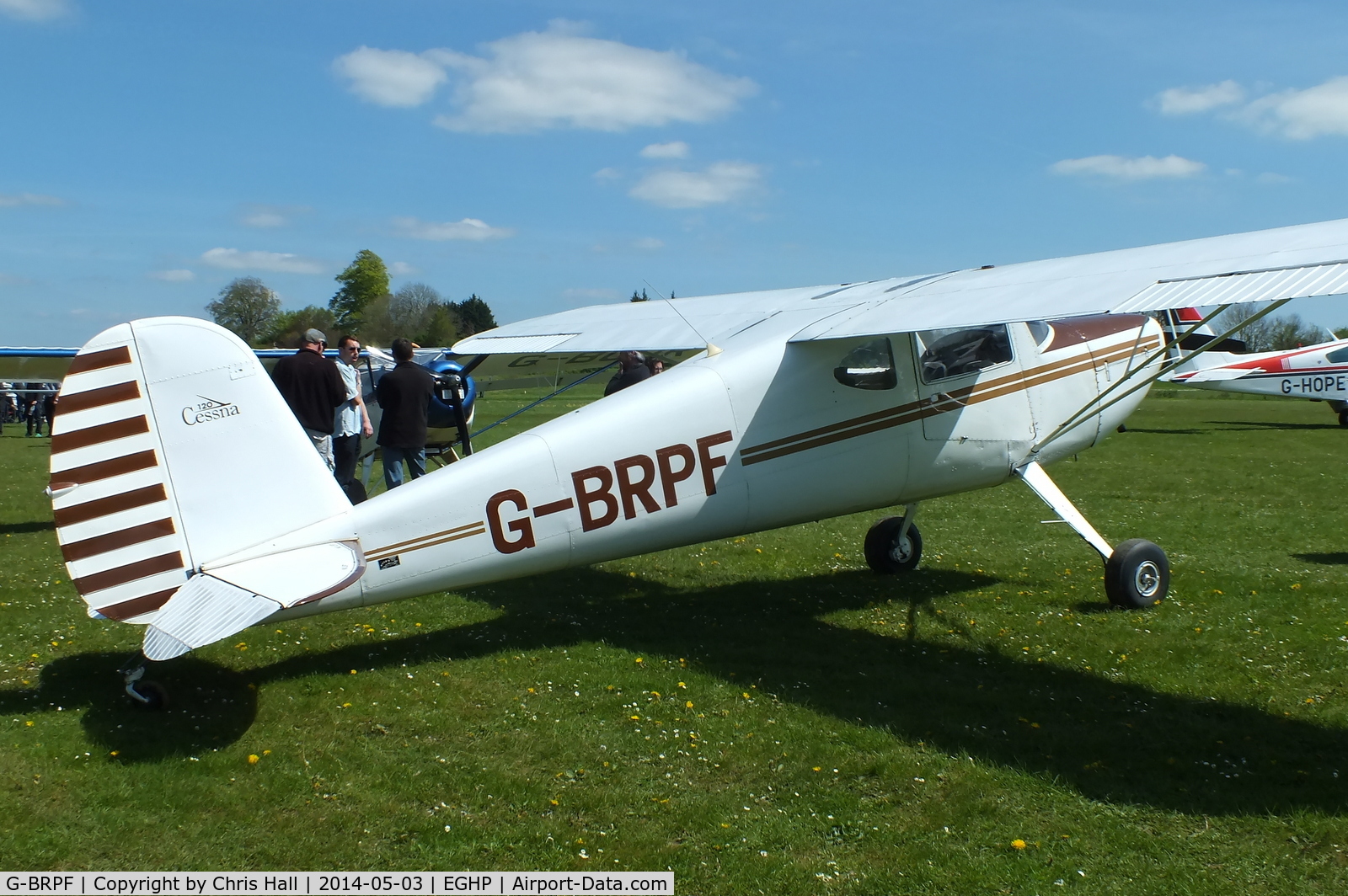 G-BRPF, 1946 Cessna 120 C/N 9902, at the 2014 Microlight Trade Fair, Popham