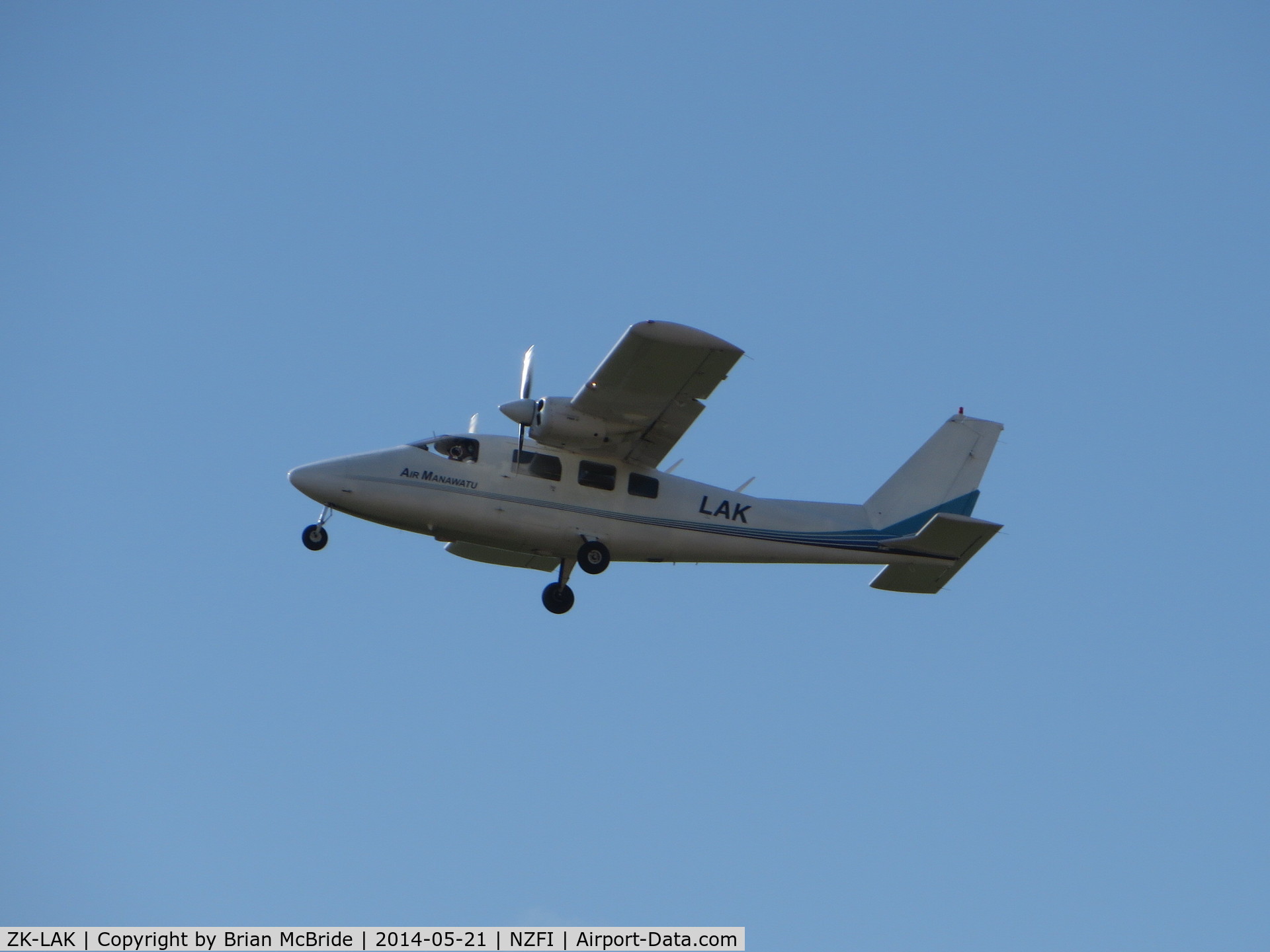 ZK-LAK, Partenavia P-68C C/N 327, Air Manawatu. Partenavia P-68C. ZK-LAK cn 327. Feilding Aerodrome (ICAO NZFI). Image © Brian McBride. 21 May 2014