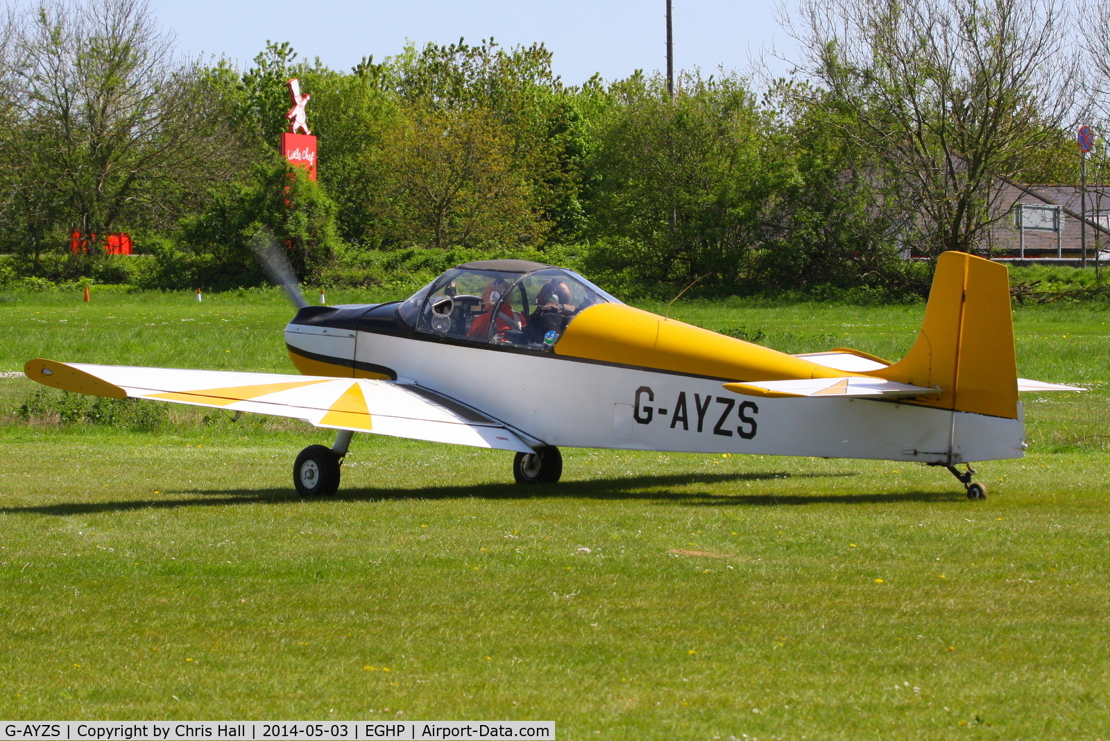 G-AYZS, 1971 Rollason Druine D-62B Condor C/N RAE/650, at the 2014 Microlight Trade Fair, Popham