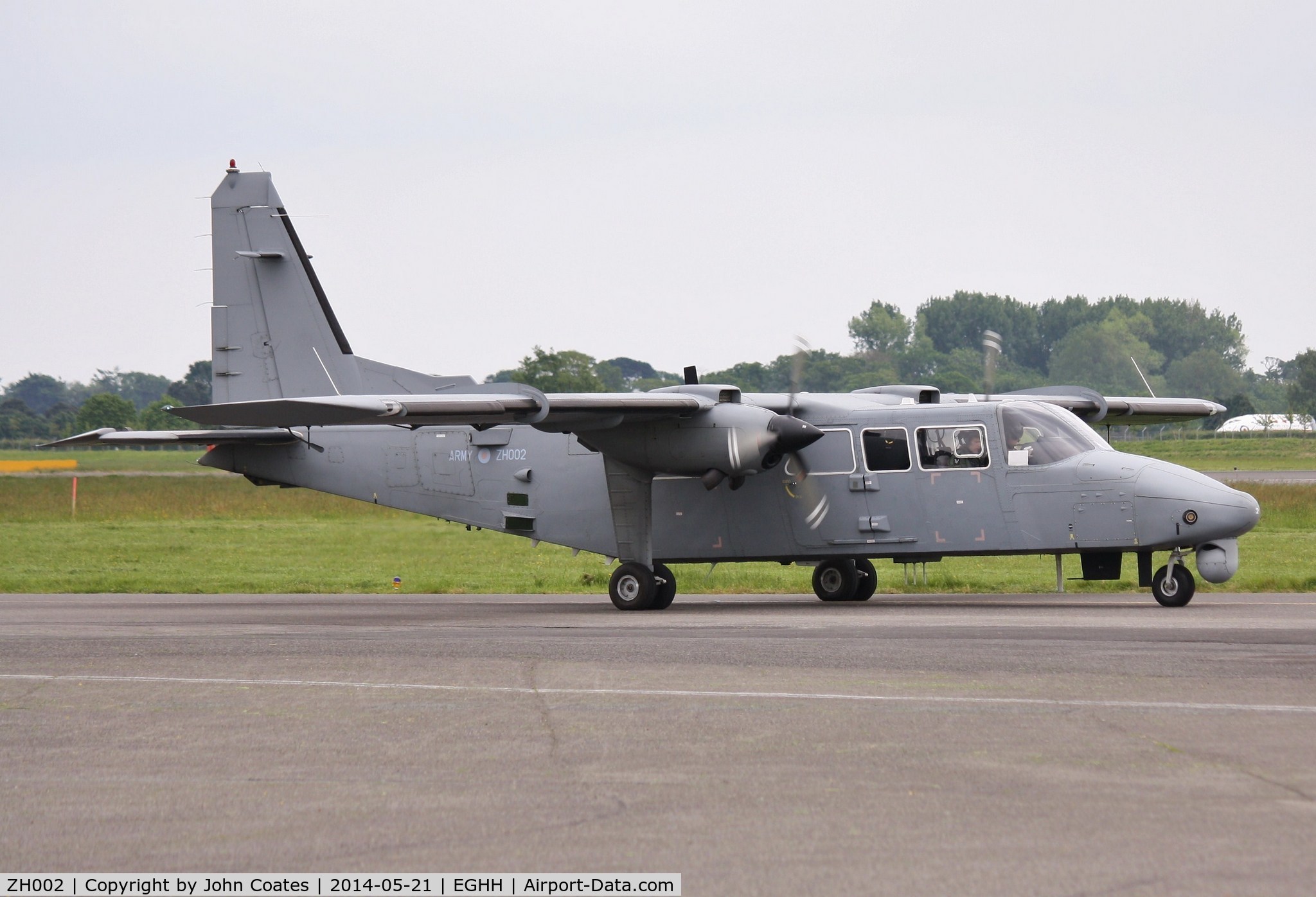 ZH002, 2010 Britten-Norman BN-2T-4S Defender AL2 C/N 4016, Departing