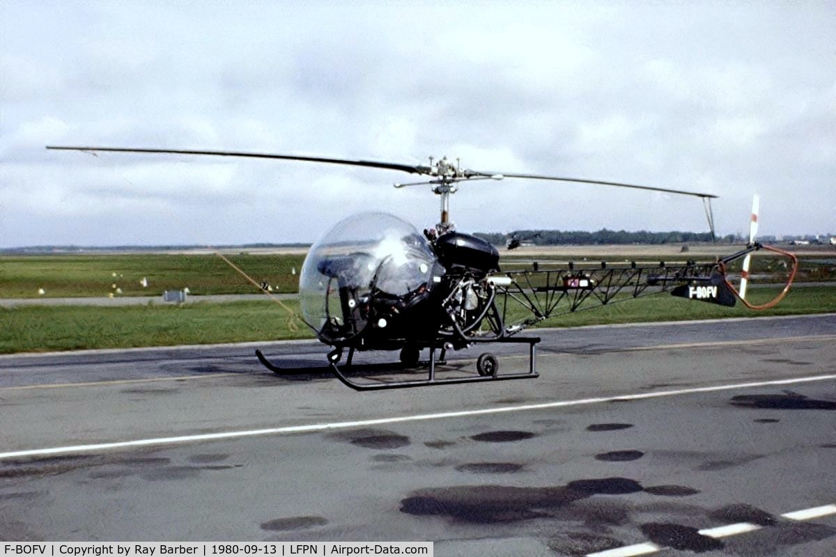 F-BOFV, Agusta AB-47G-2 C/N 169, Agusta-Bell 47G-2 [169] Toussus Le Noble~F 13/09/1980. From a slide.